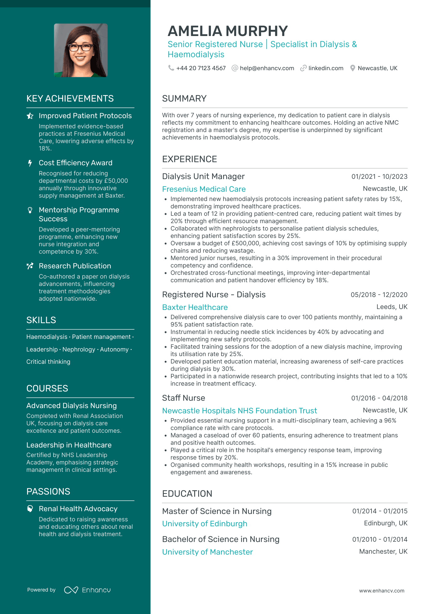 Senior Registered Nurse Resume Example
