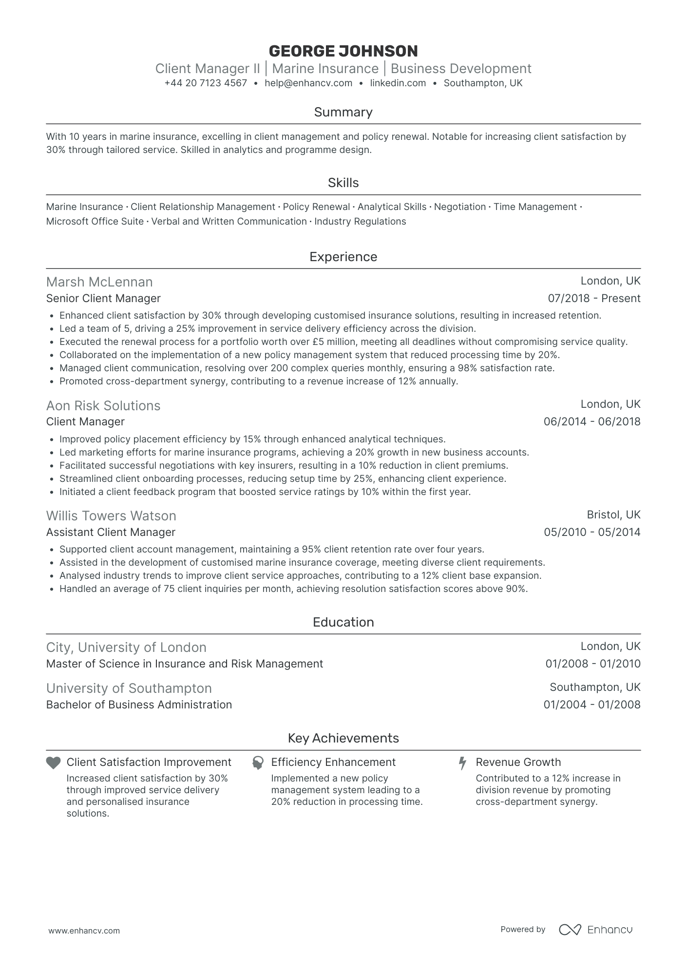 Marine Insurance Broker Resume Example