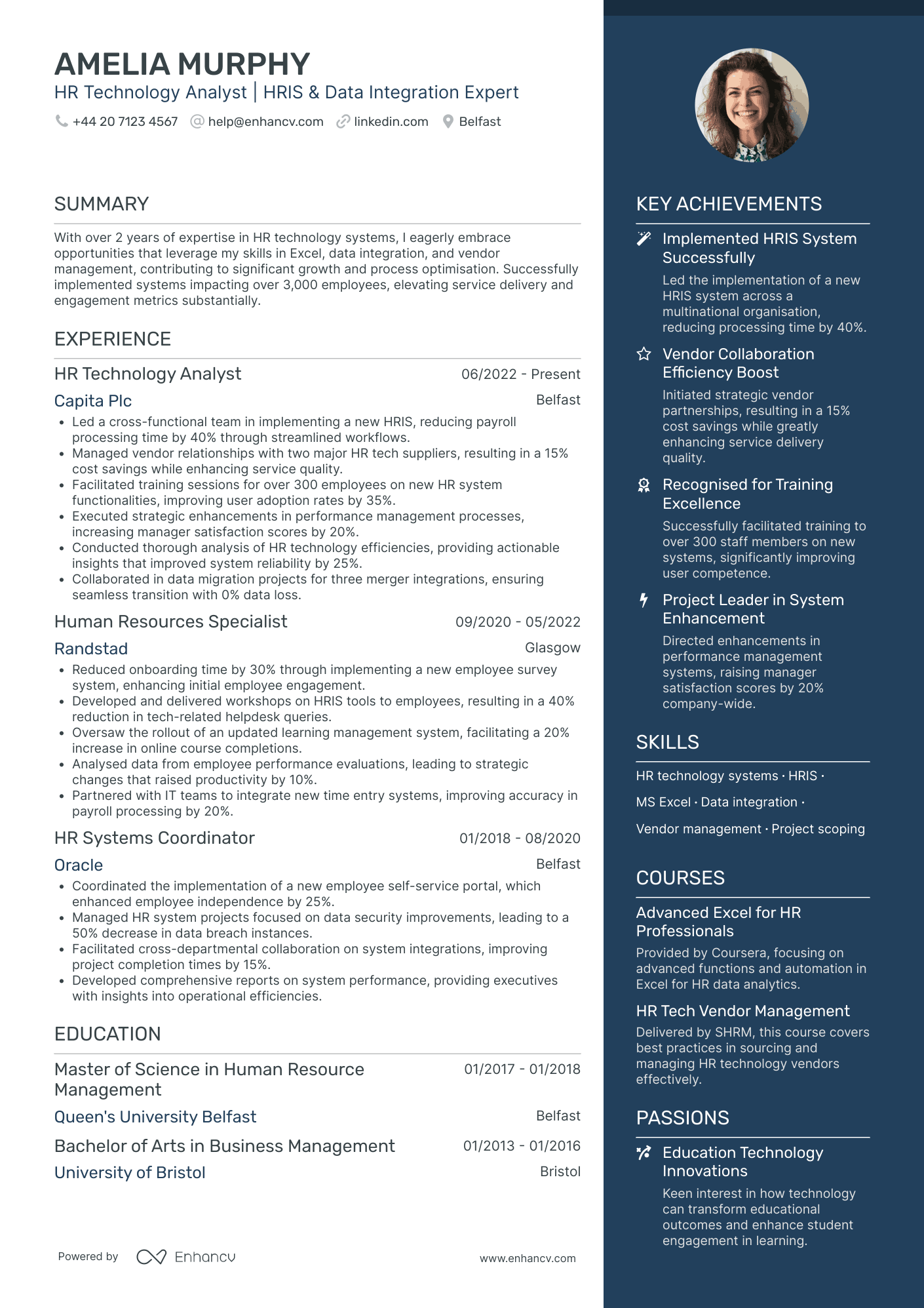 HR Generalist in Information Technology Resume Example