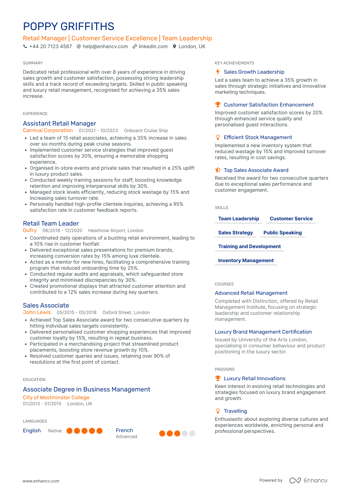 Luxury Retail Loss Prevention Specialist Resume Example