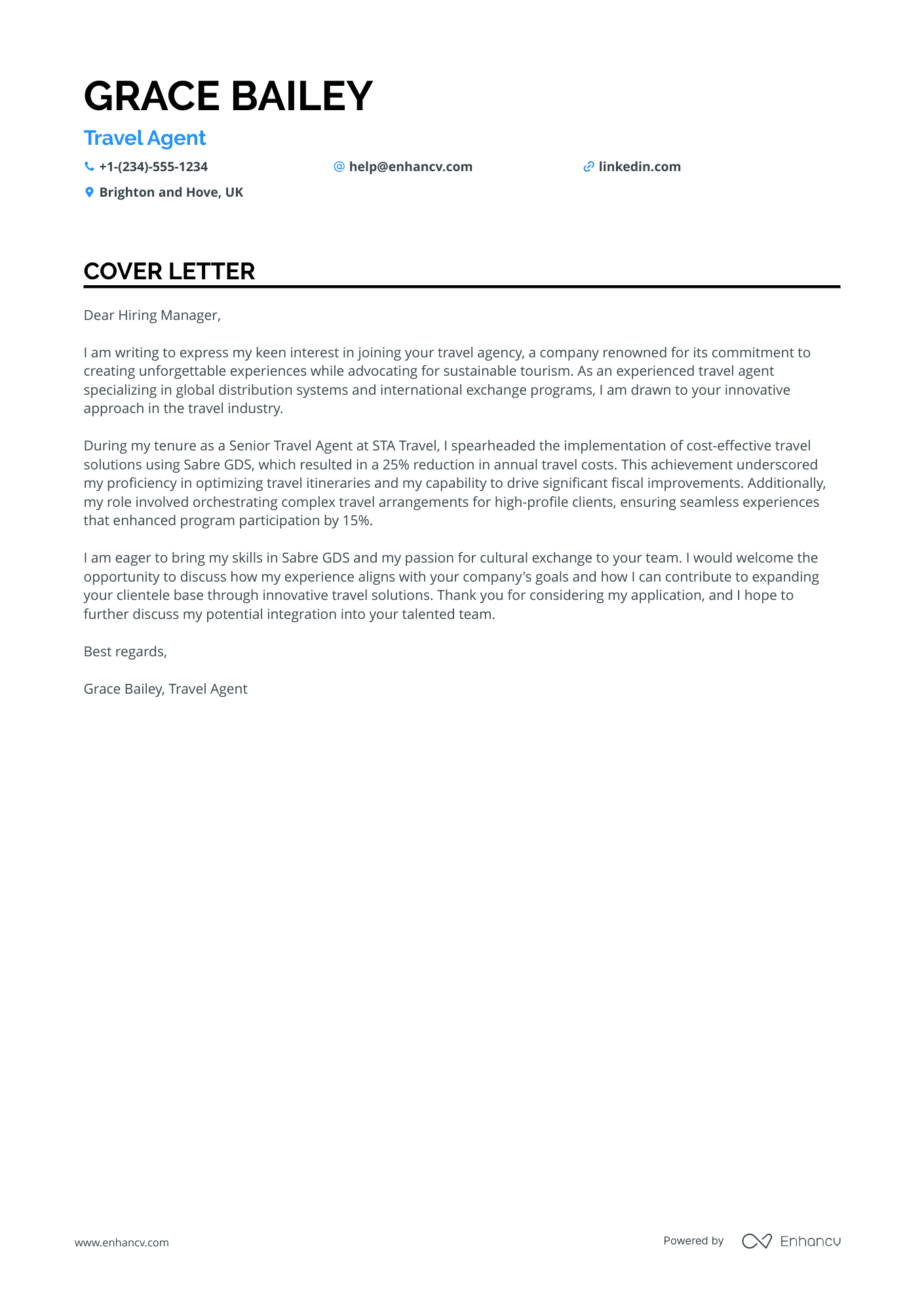 Travel Consultant for Non profit Organisations Resume Example