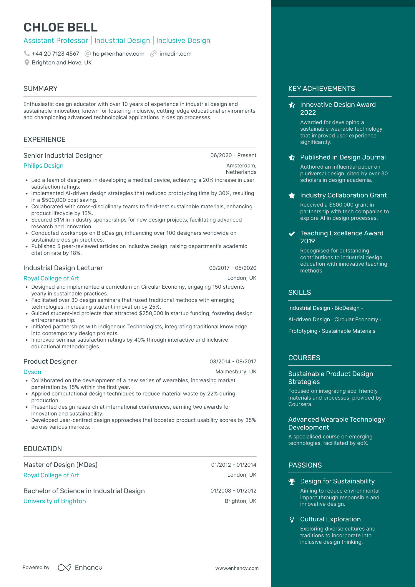 Industrial Design Assistant Resume Example