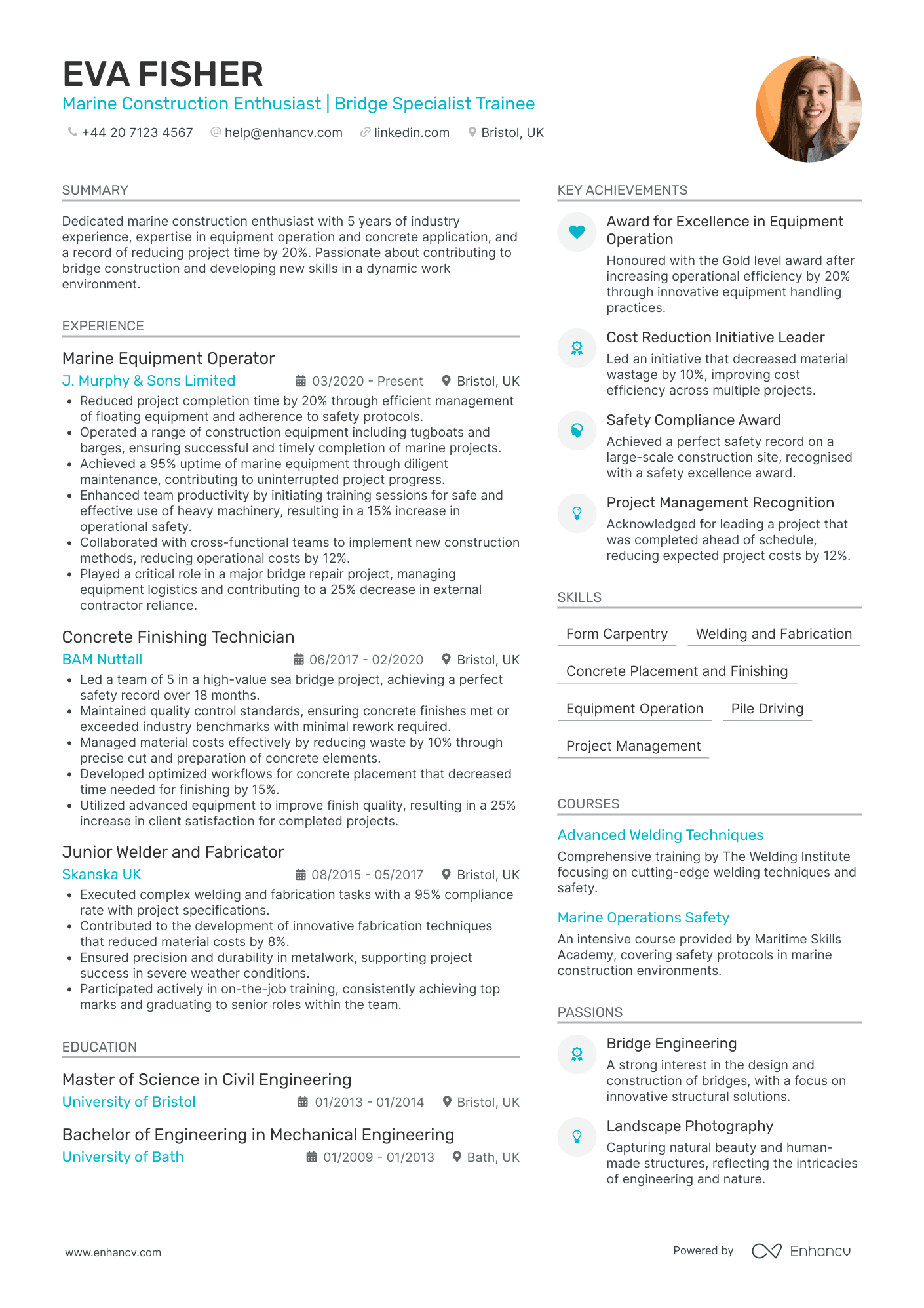 Bridge Construction Worker Resume Example