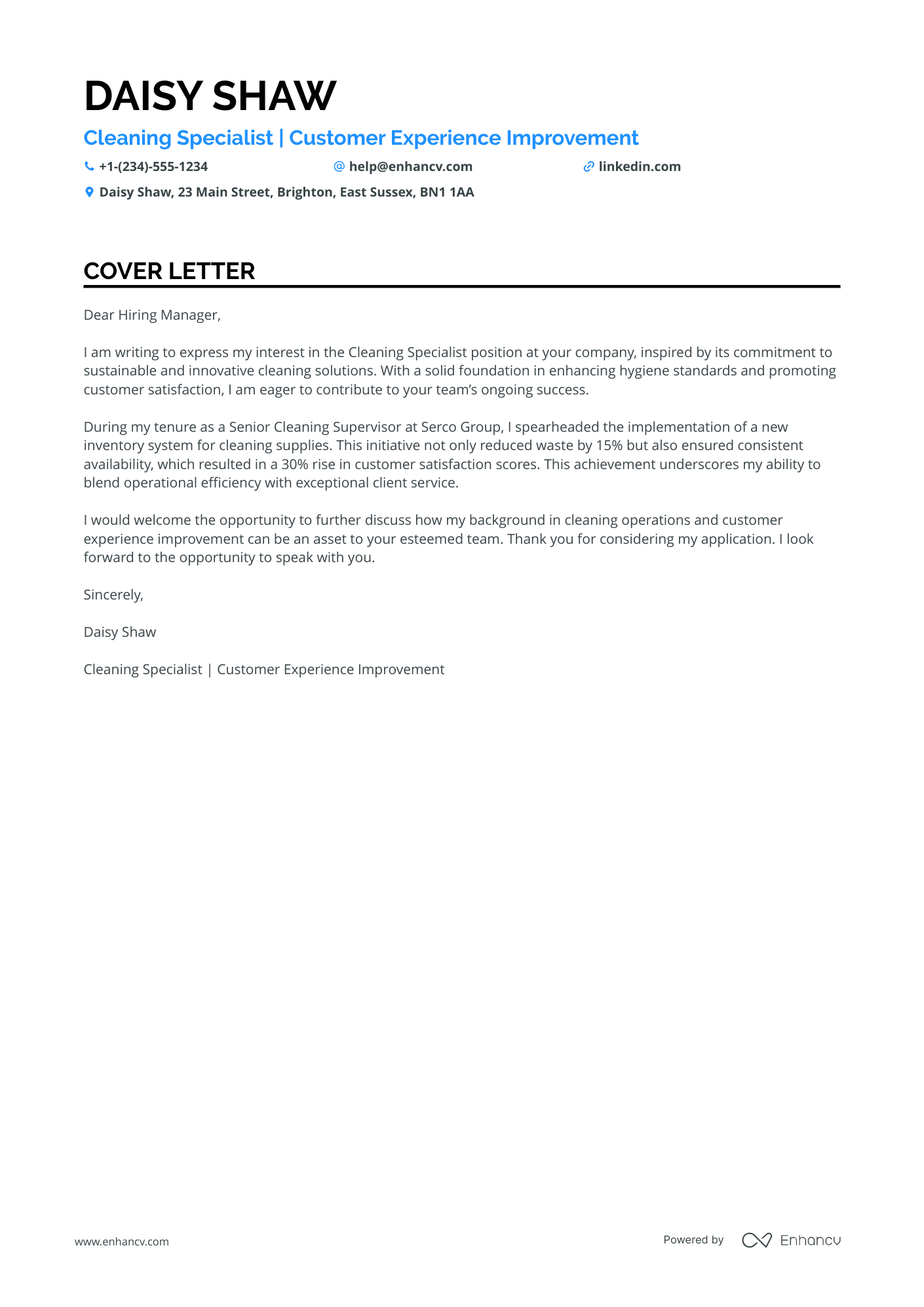 Train Cleaner Resume Example