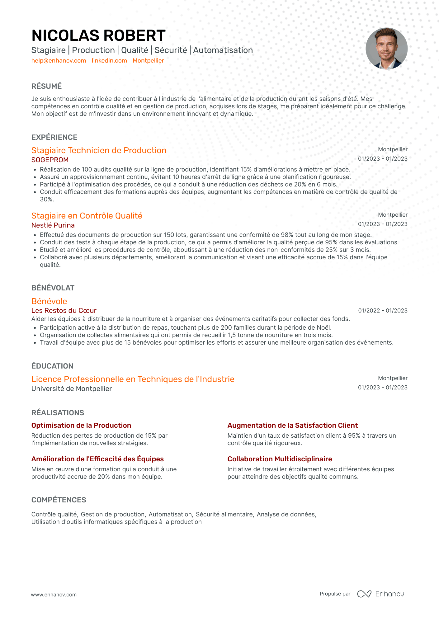 Job d'été Resume Example