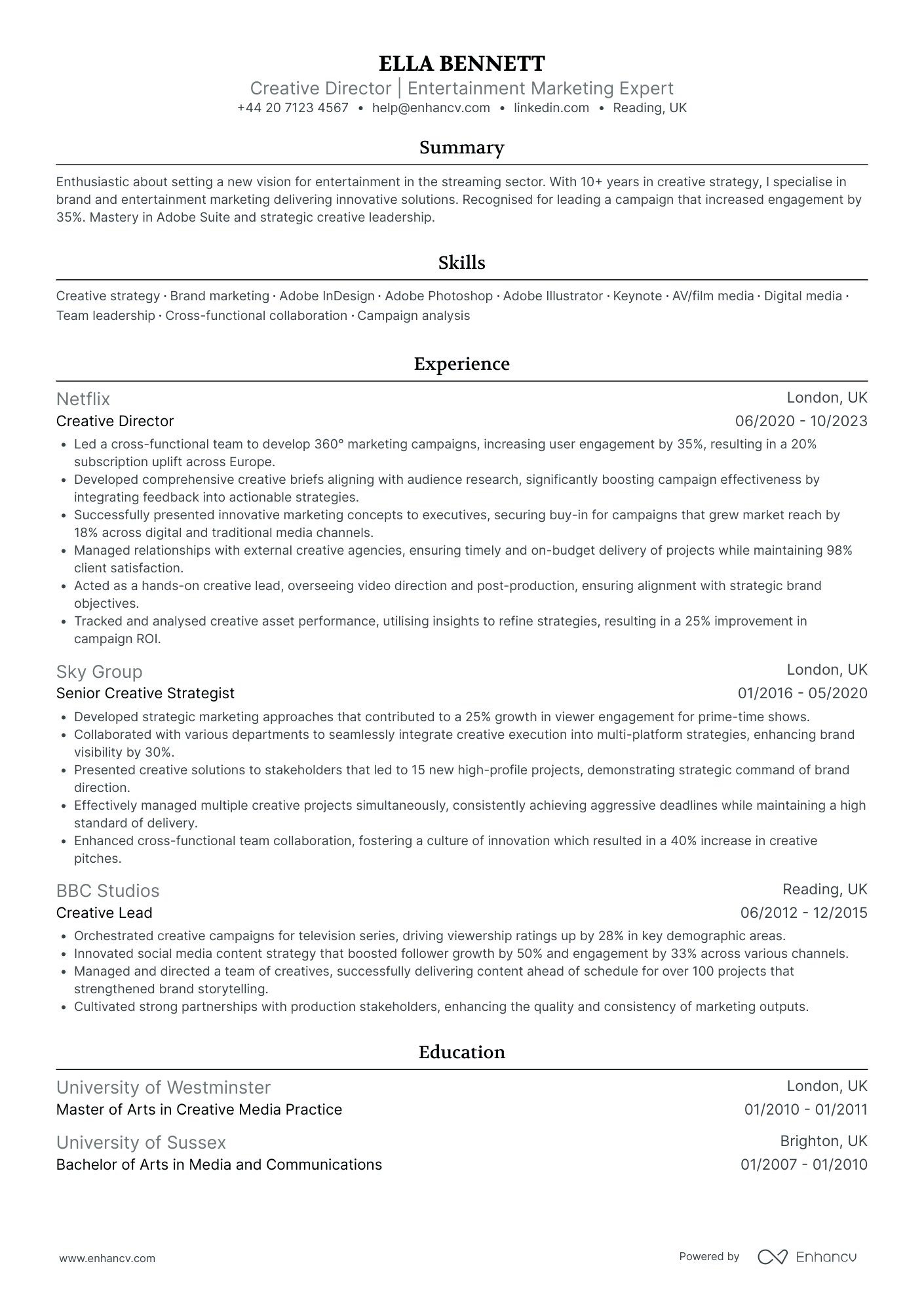 Creative Marketing Strategist in Non profit Resume Example
