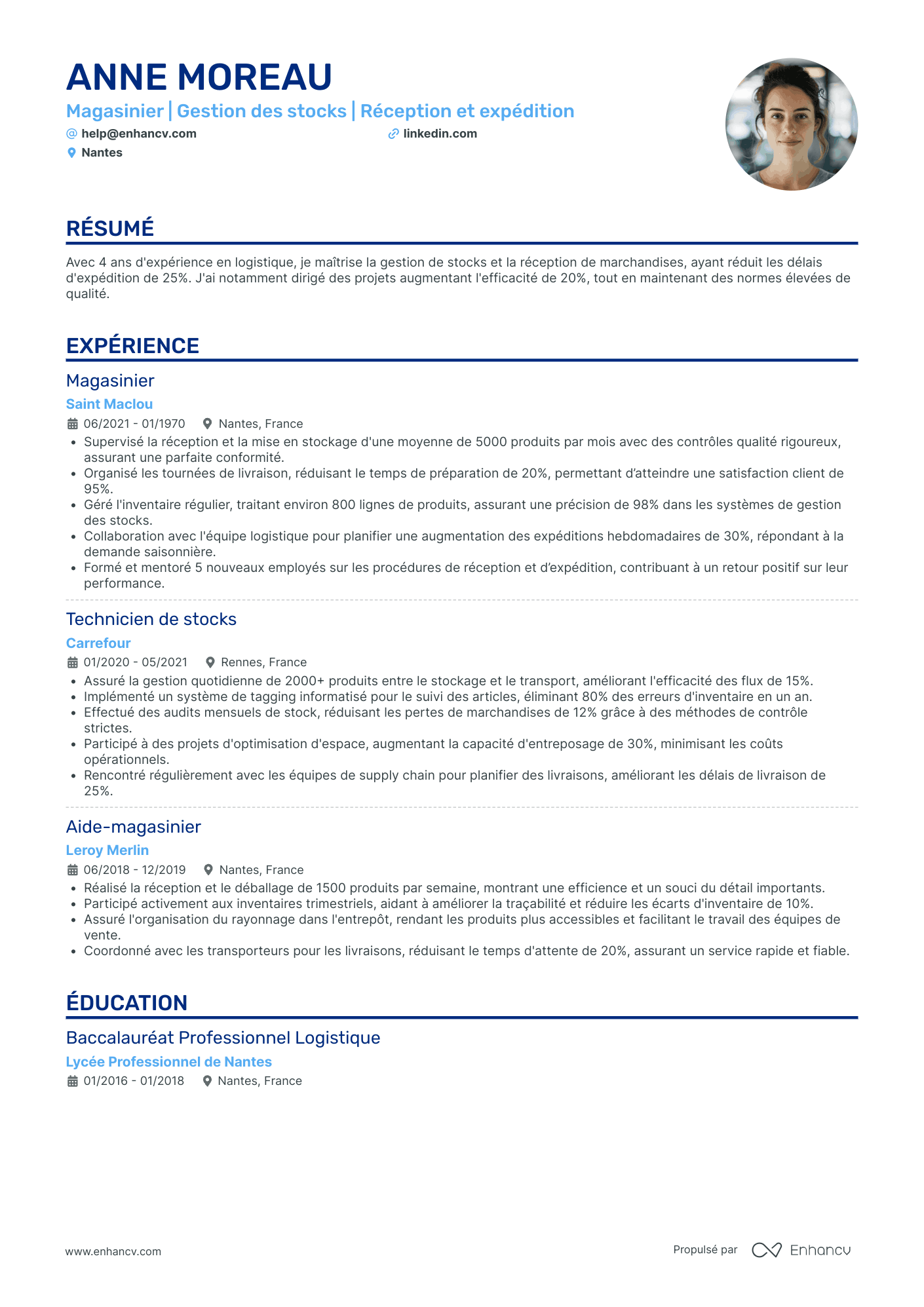 Magasinier Resume Example