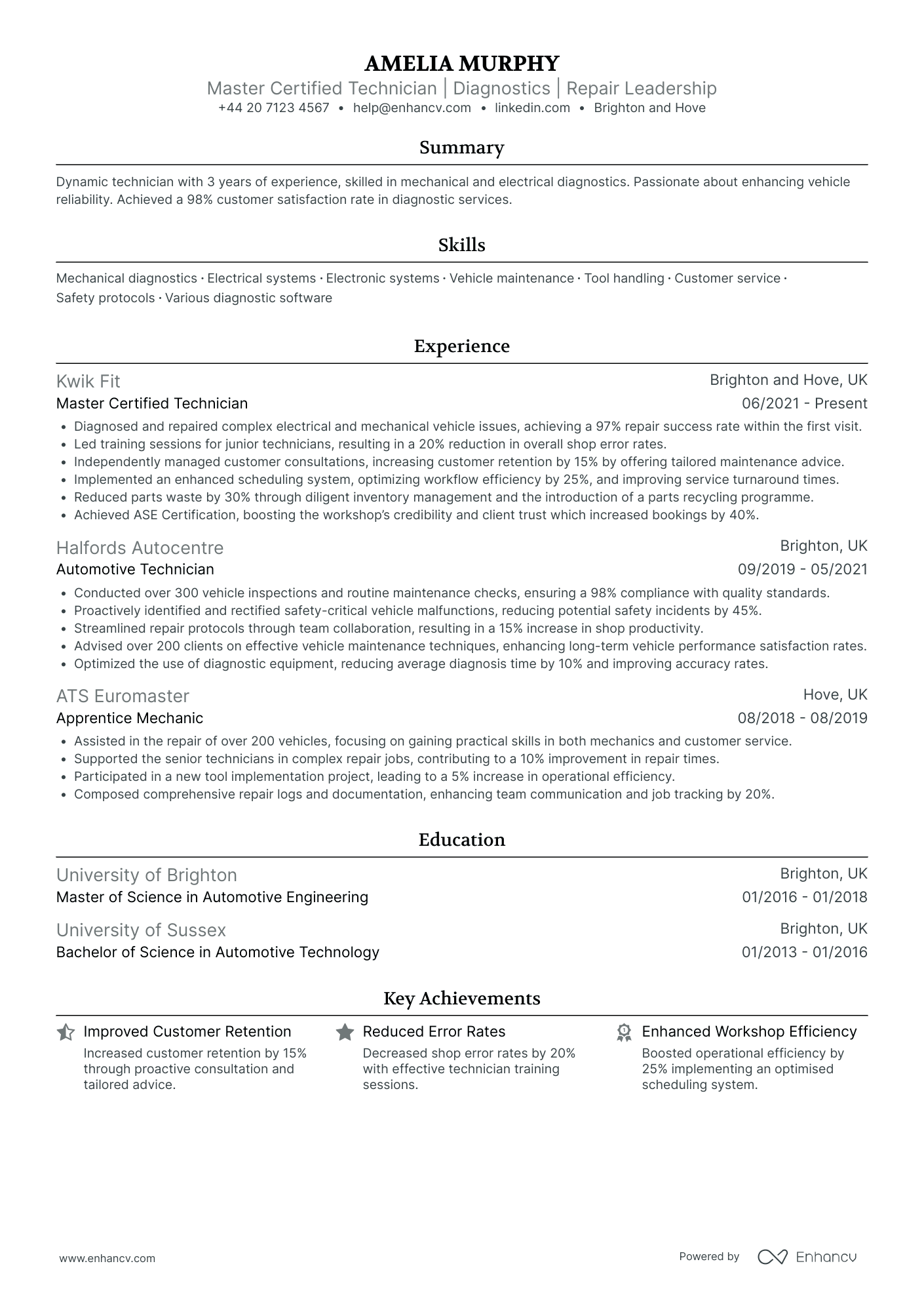 Small Business Owner in Automotive Resume Example