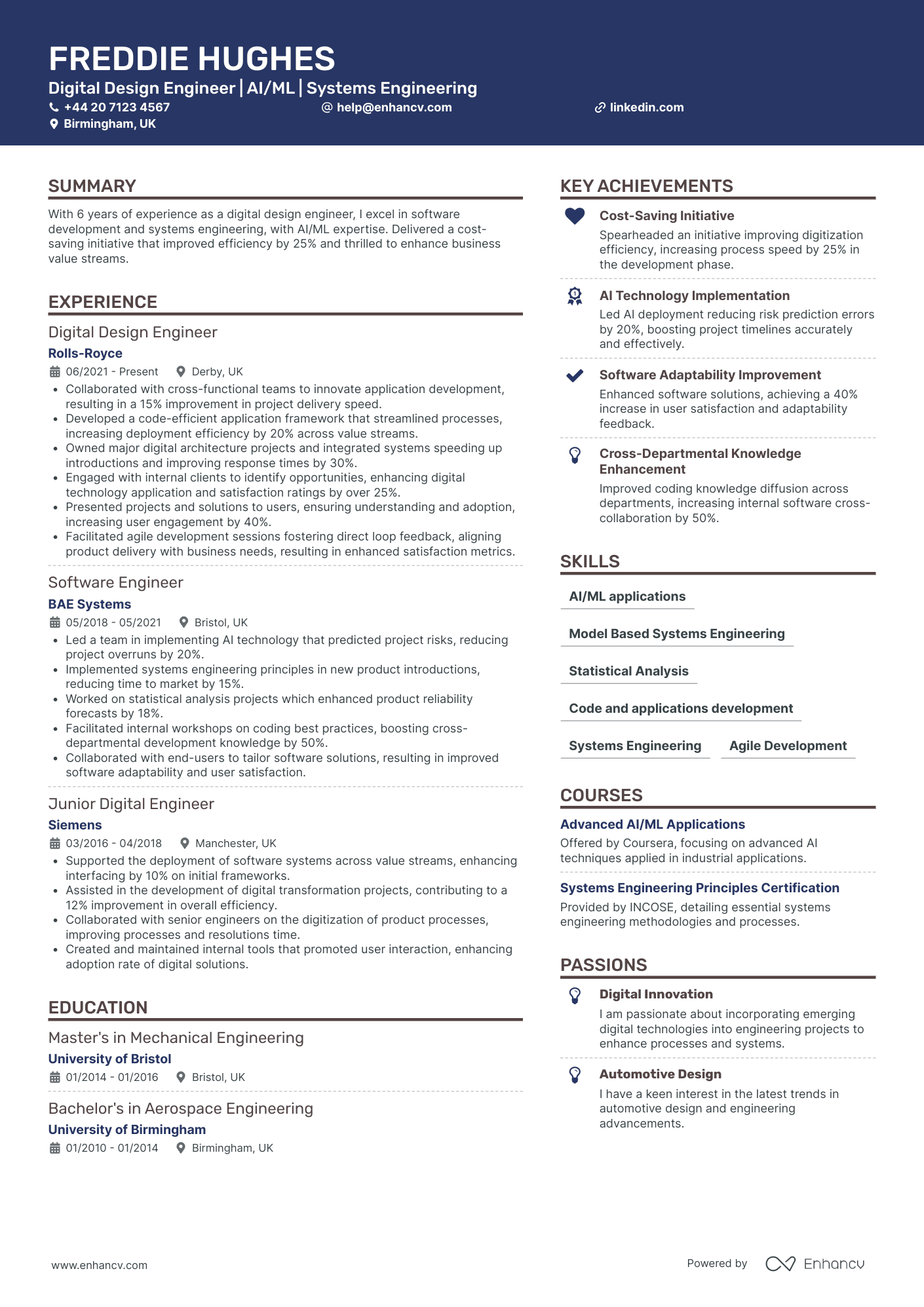 Aerospace Engineering Design Manager Resume Example