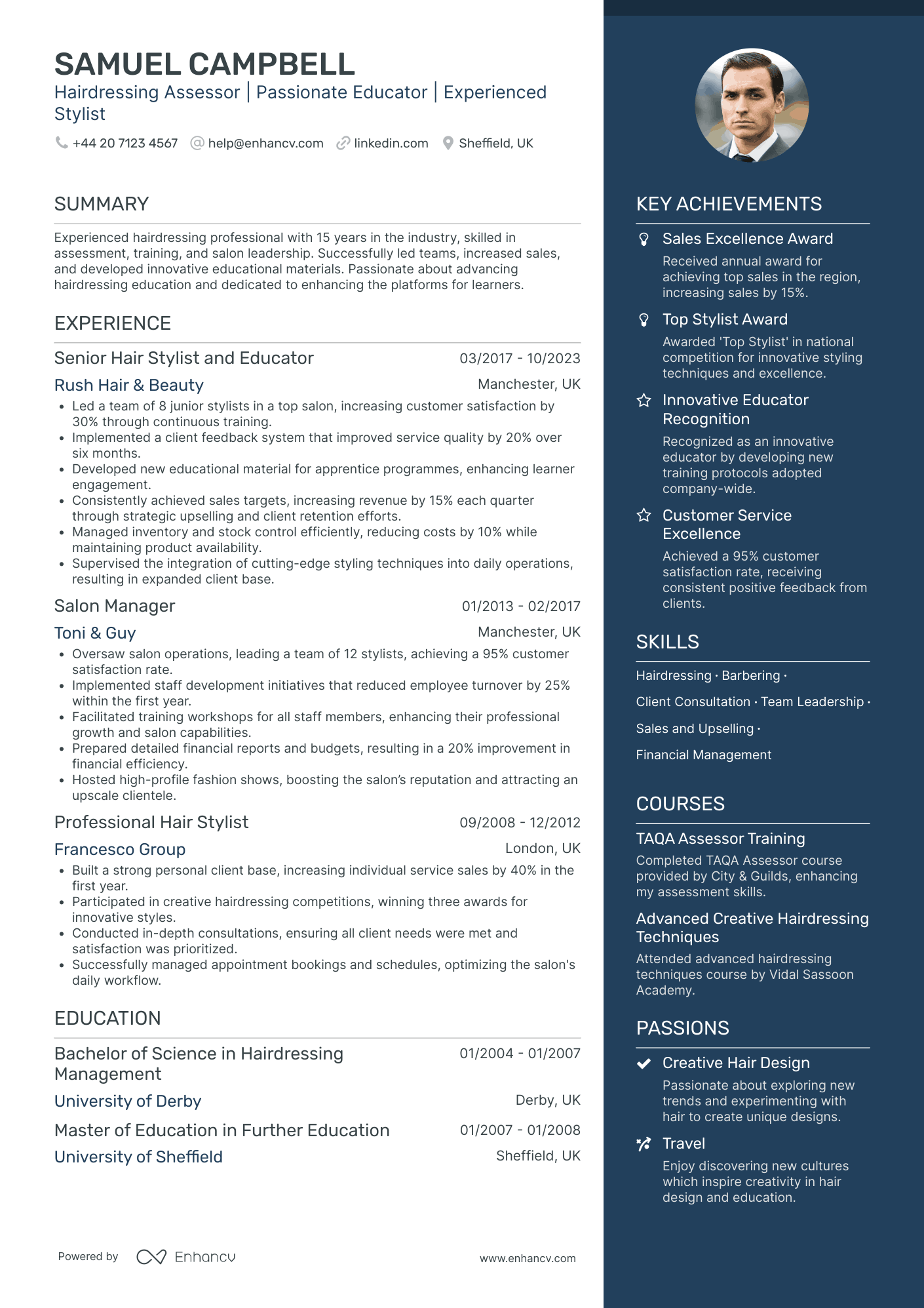 Hairdresser Assessor Resume Example