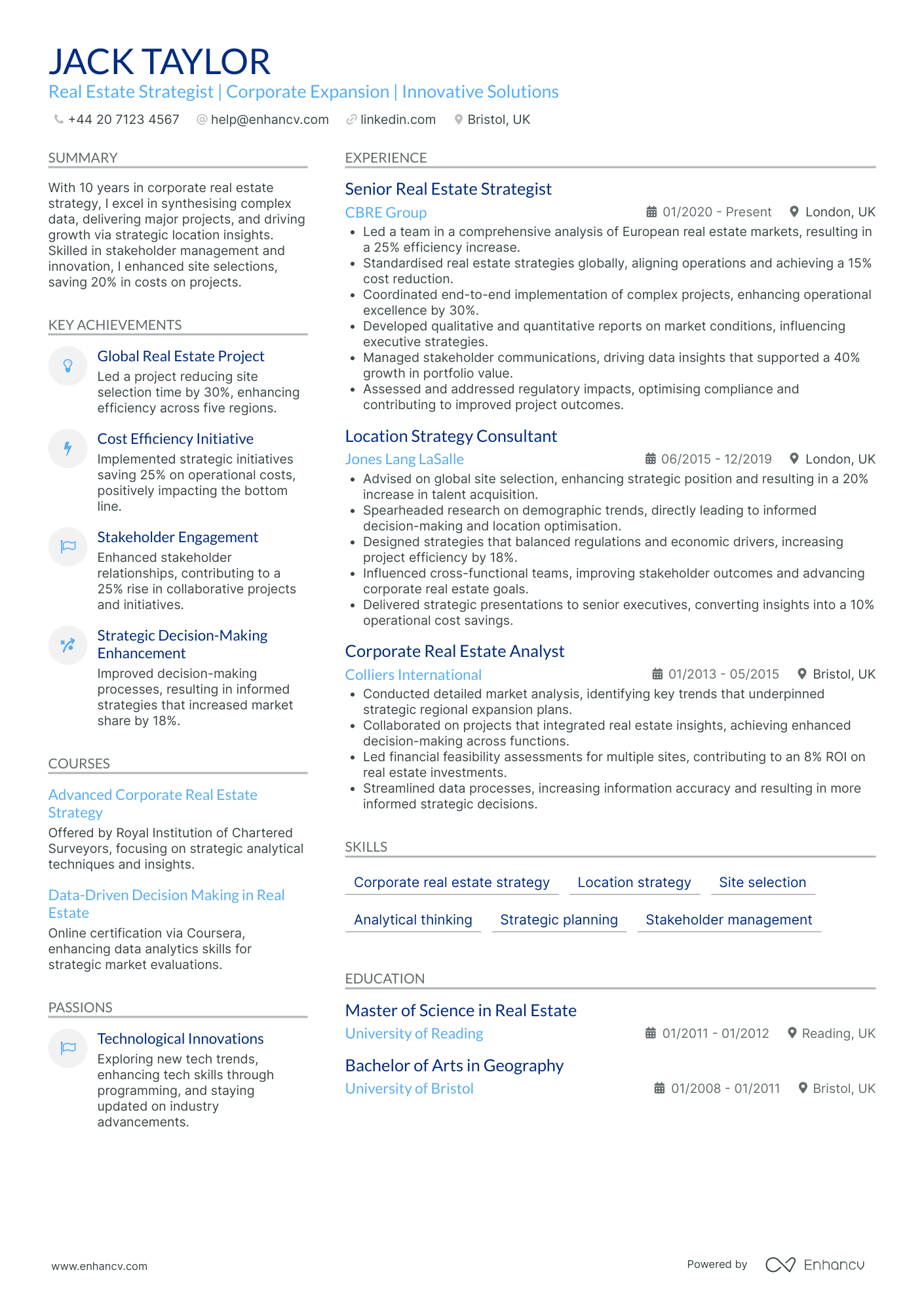 Corporate Strategy Consultant Resume Example