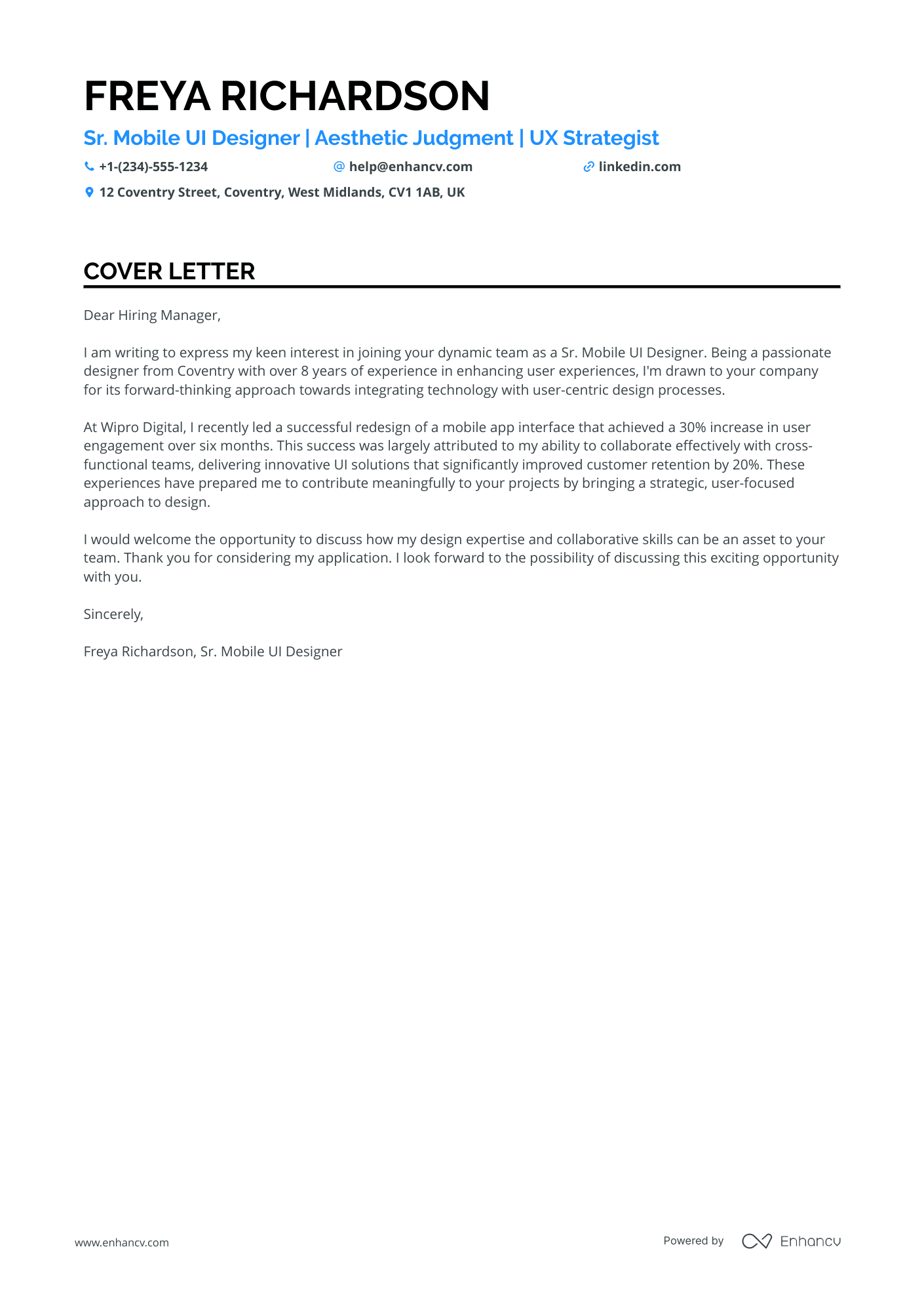 UI Designer for E commerce Resume Example
