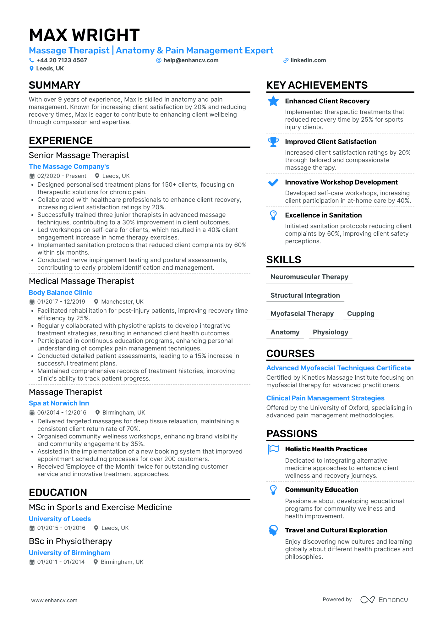 Neuromuscular Massage Therapist Resume Example