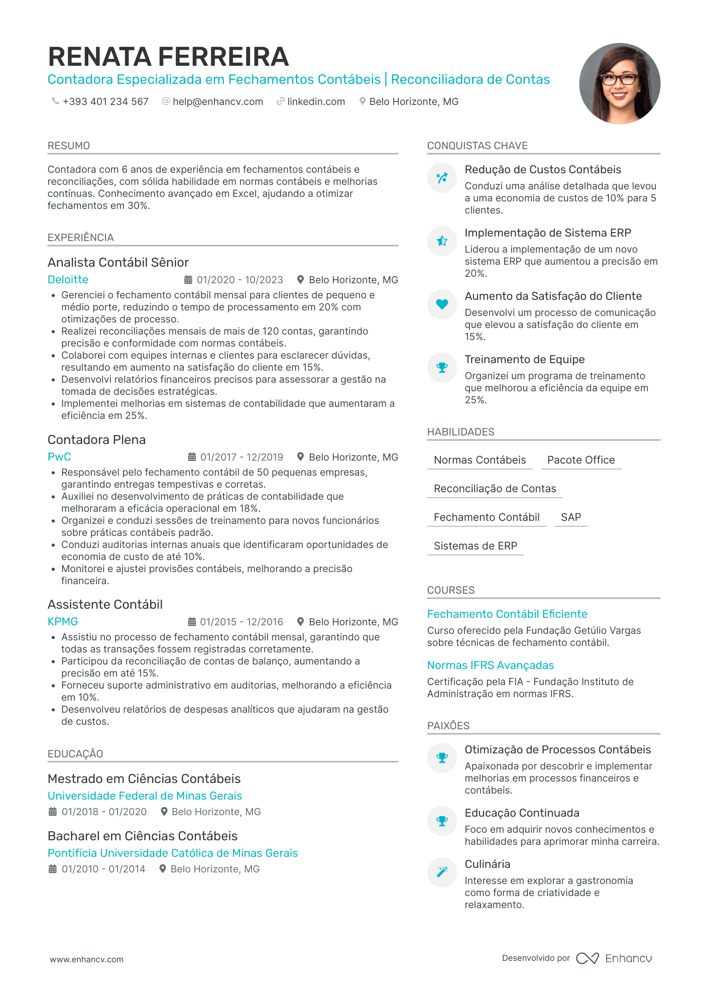 Currículo de Analista Contábil de Planejamento Resume Example