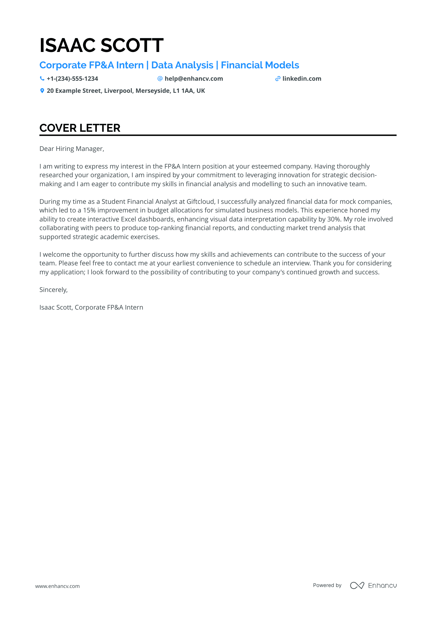 Marketing Intern for Financial Services Resume Example