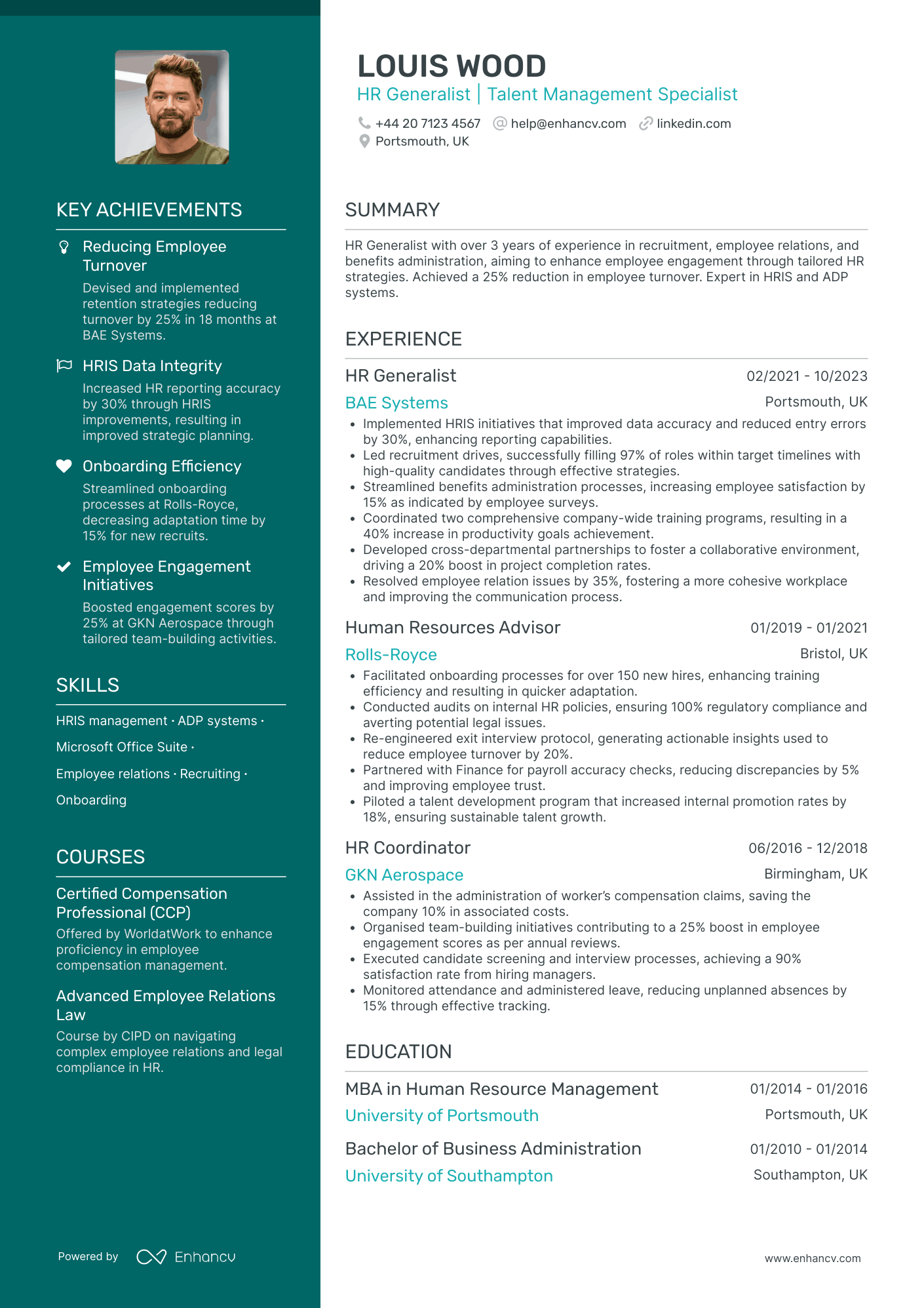 HR Generalist in Construction Resume Example