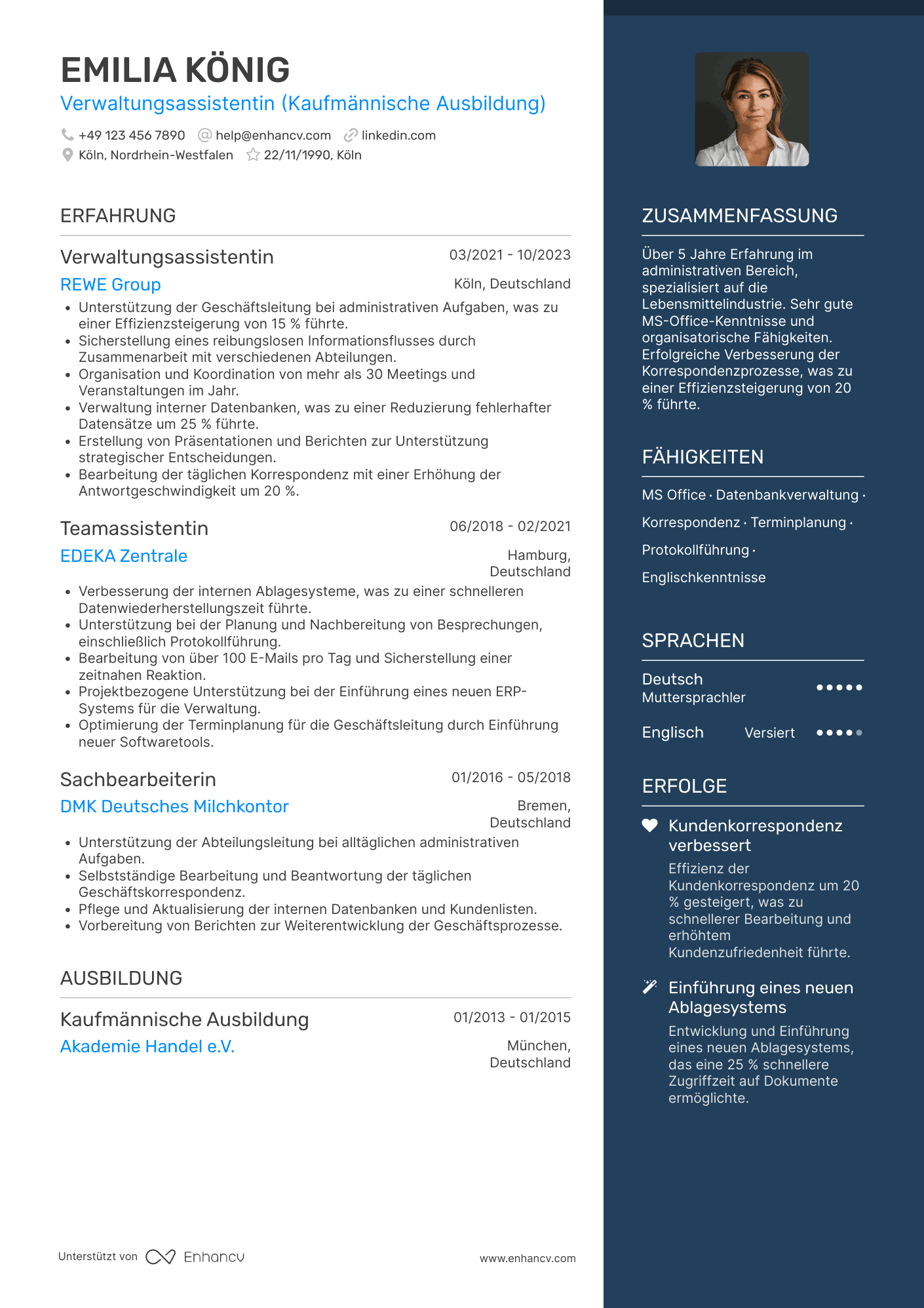 Lebenslauf in Verwaltungsassistent in der Lebensmittelindustrie Resume Example