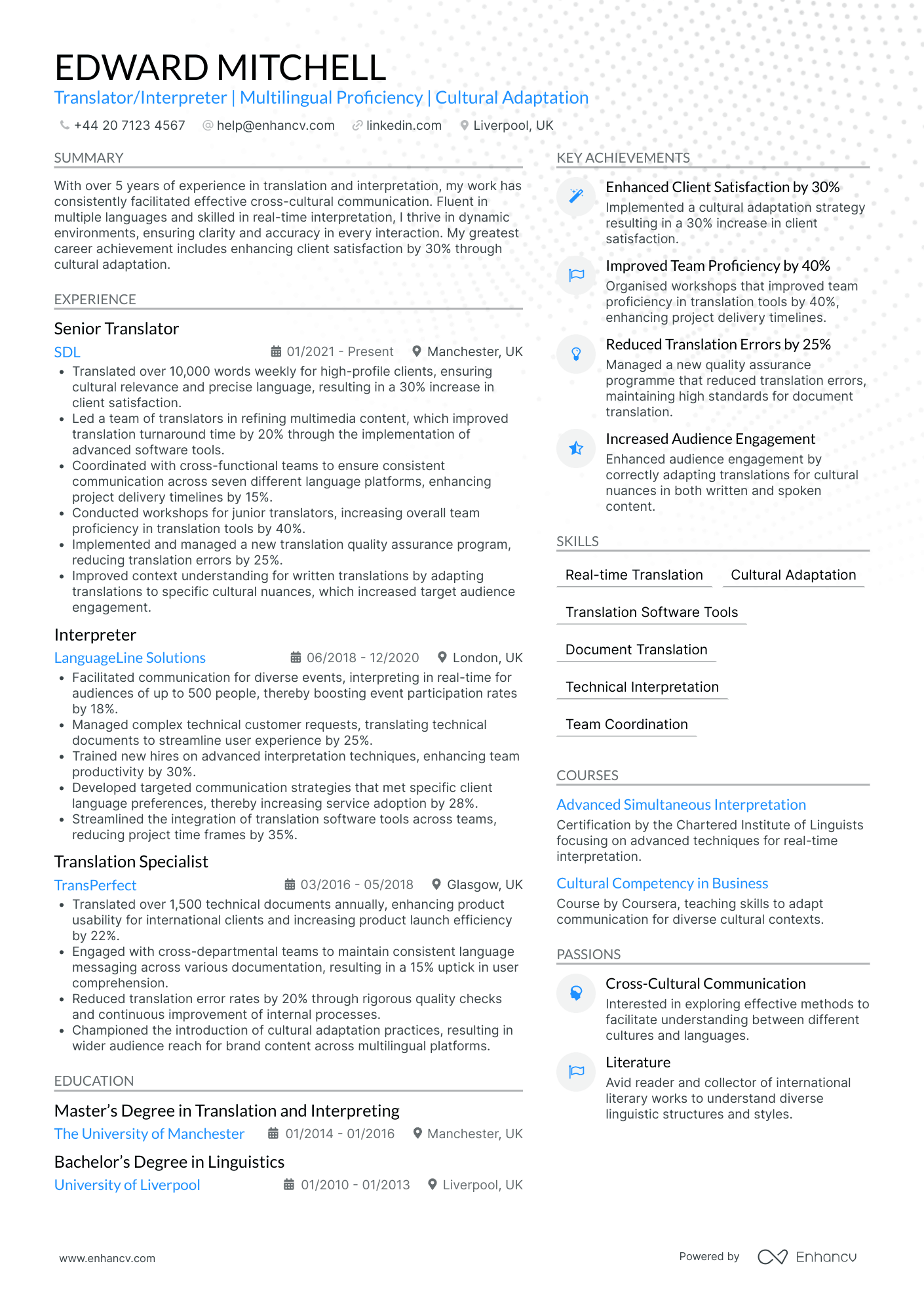 Freelance Scientific Translator Resume Example