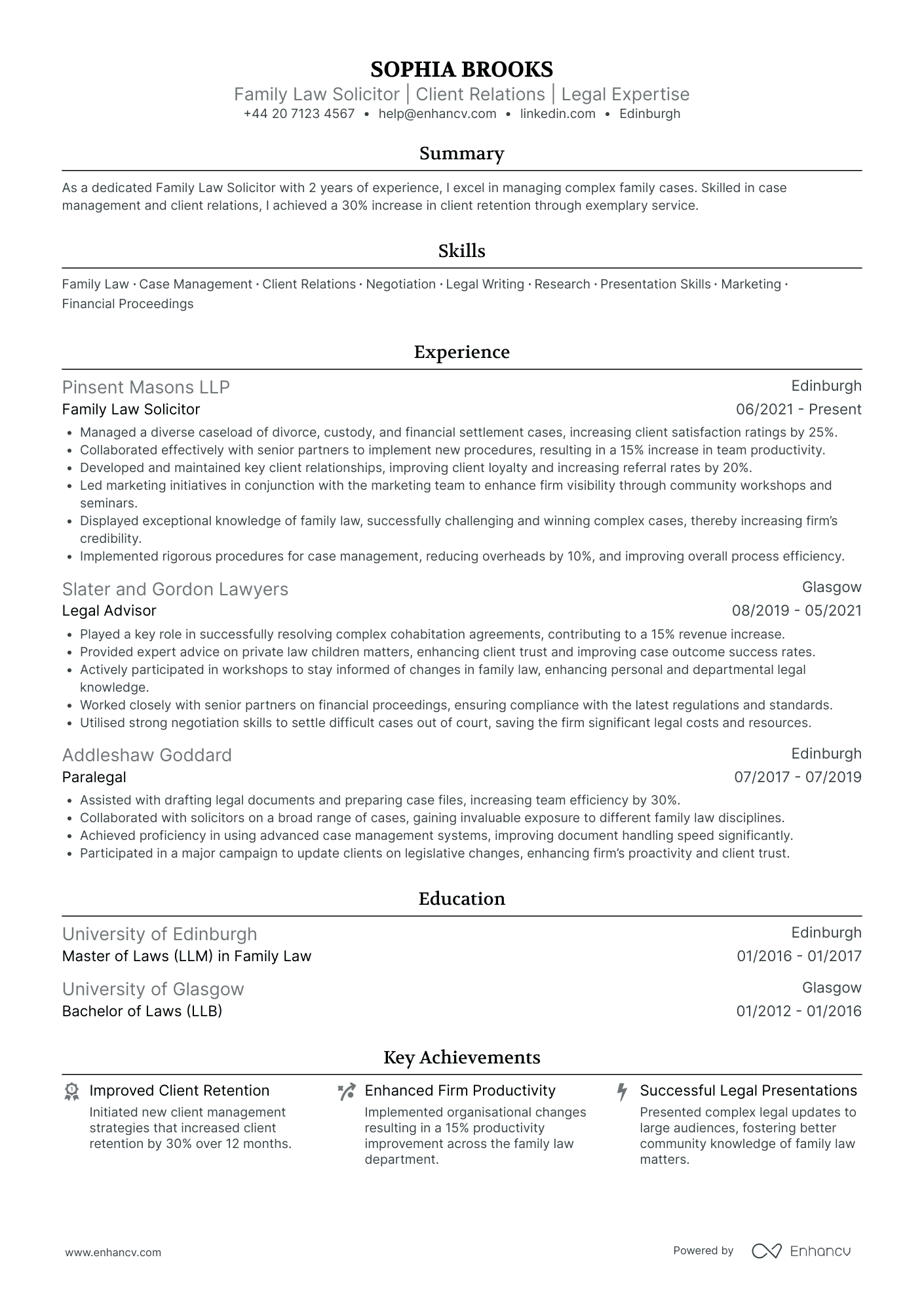 Senior Family Law Solicitor Resume Example