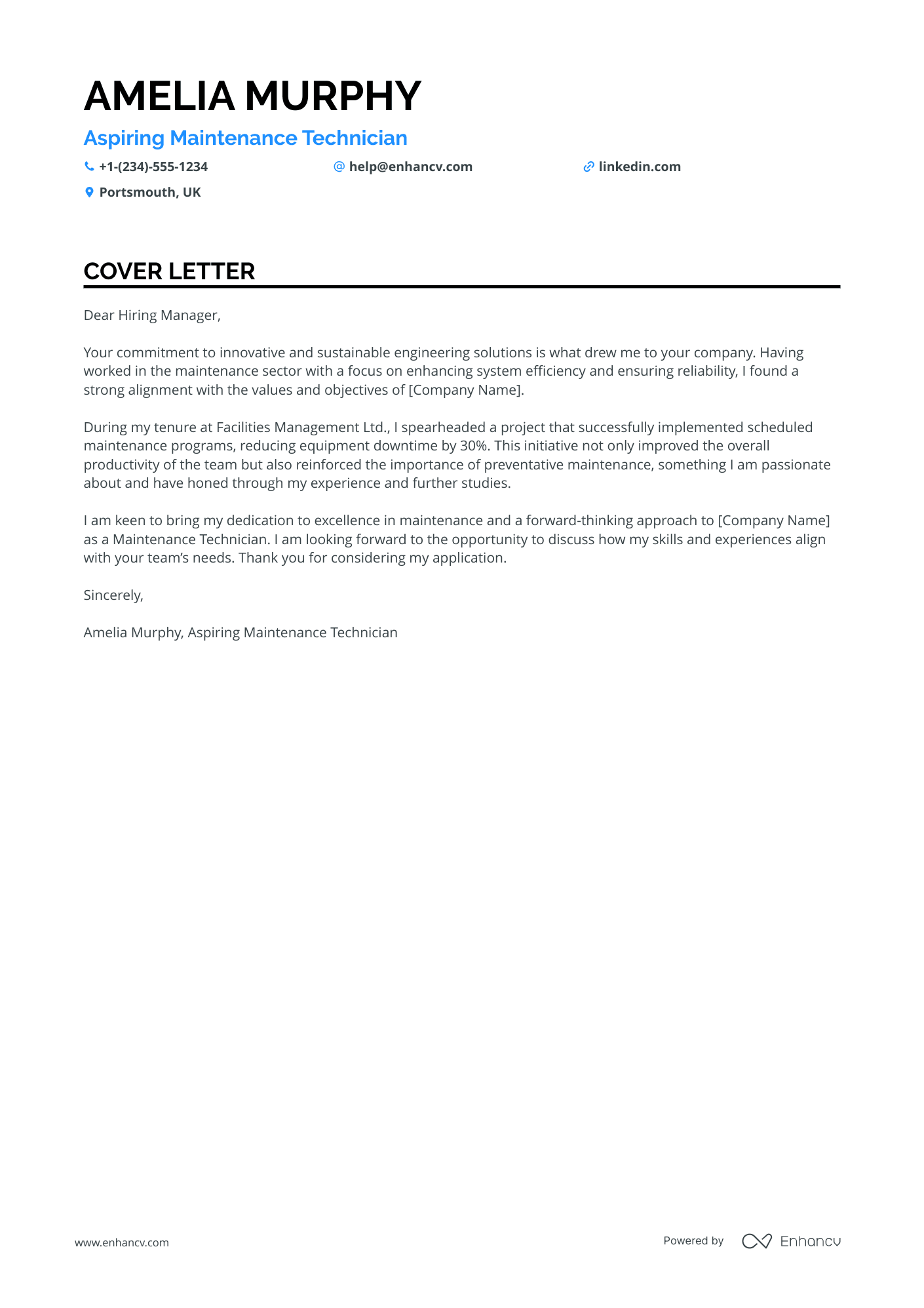 Maintenance Technician Supervisor Resume Example