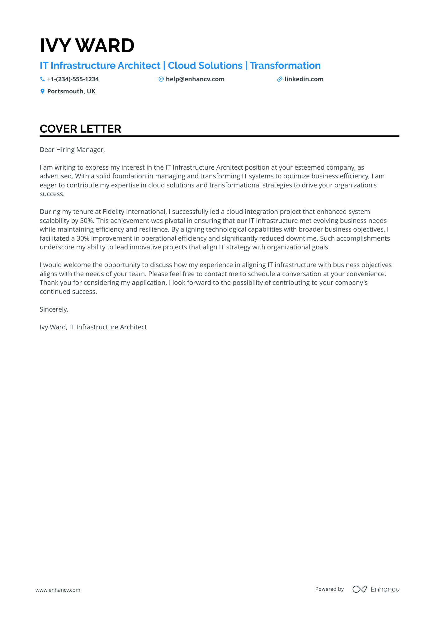 IT Infrastructure Architect Resume Example