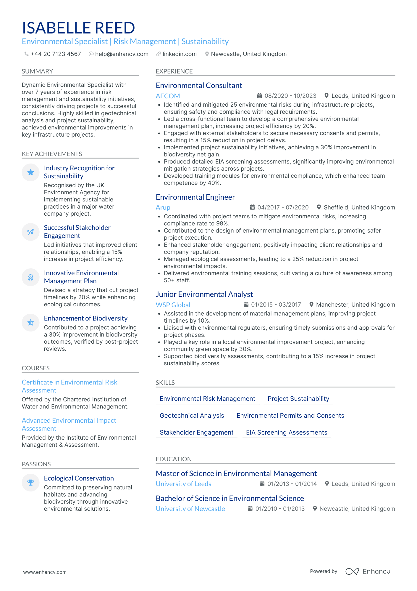 Environmental Construction Worker Resume Example