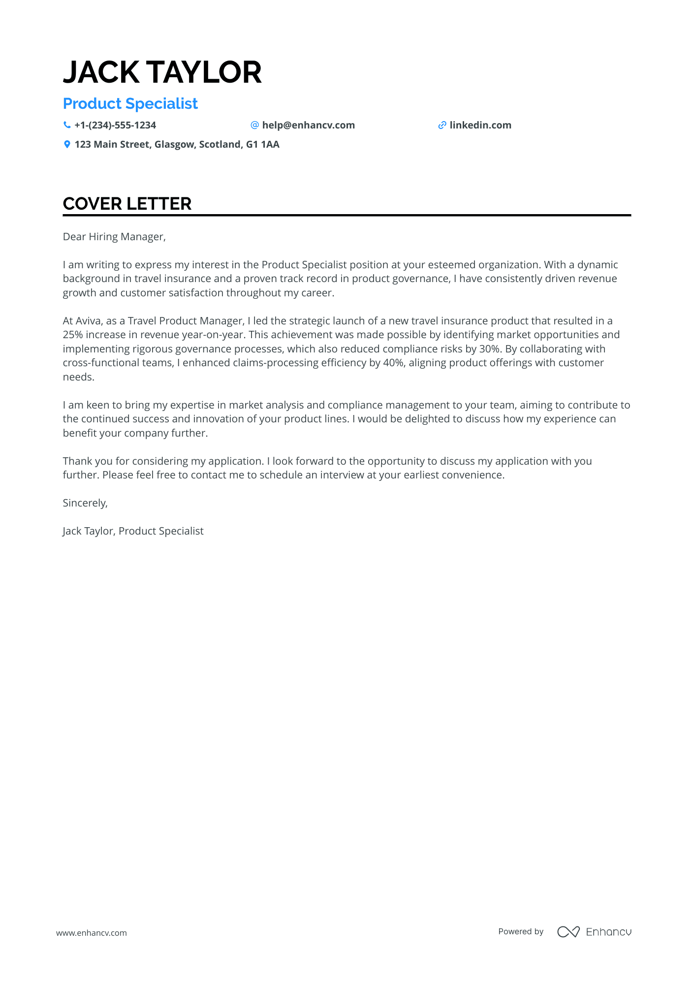 Commercial Product Manager Resume Example