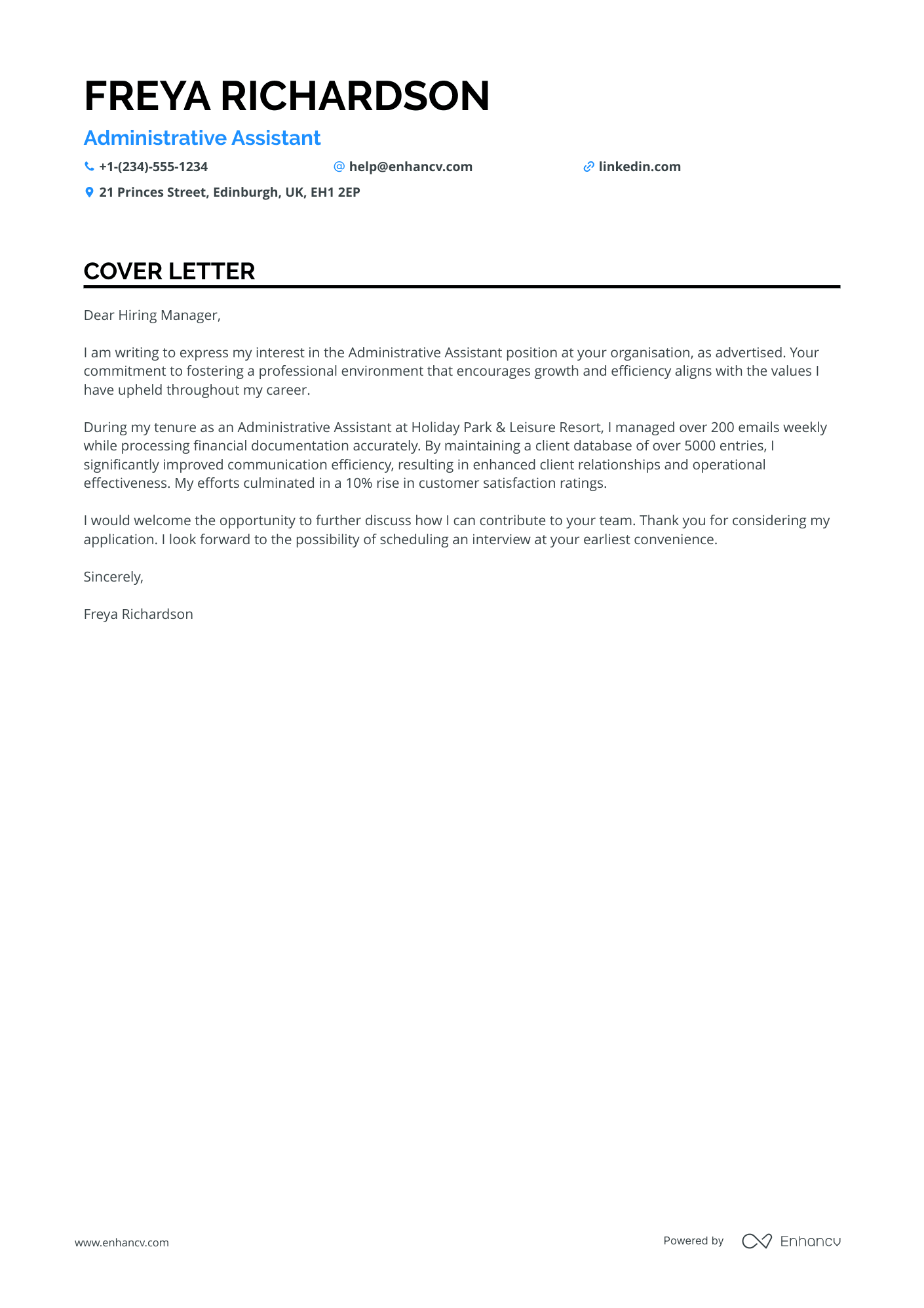 Office Administrative Assistant Resume Example