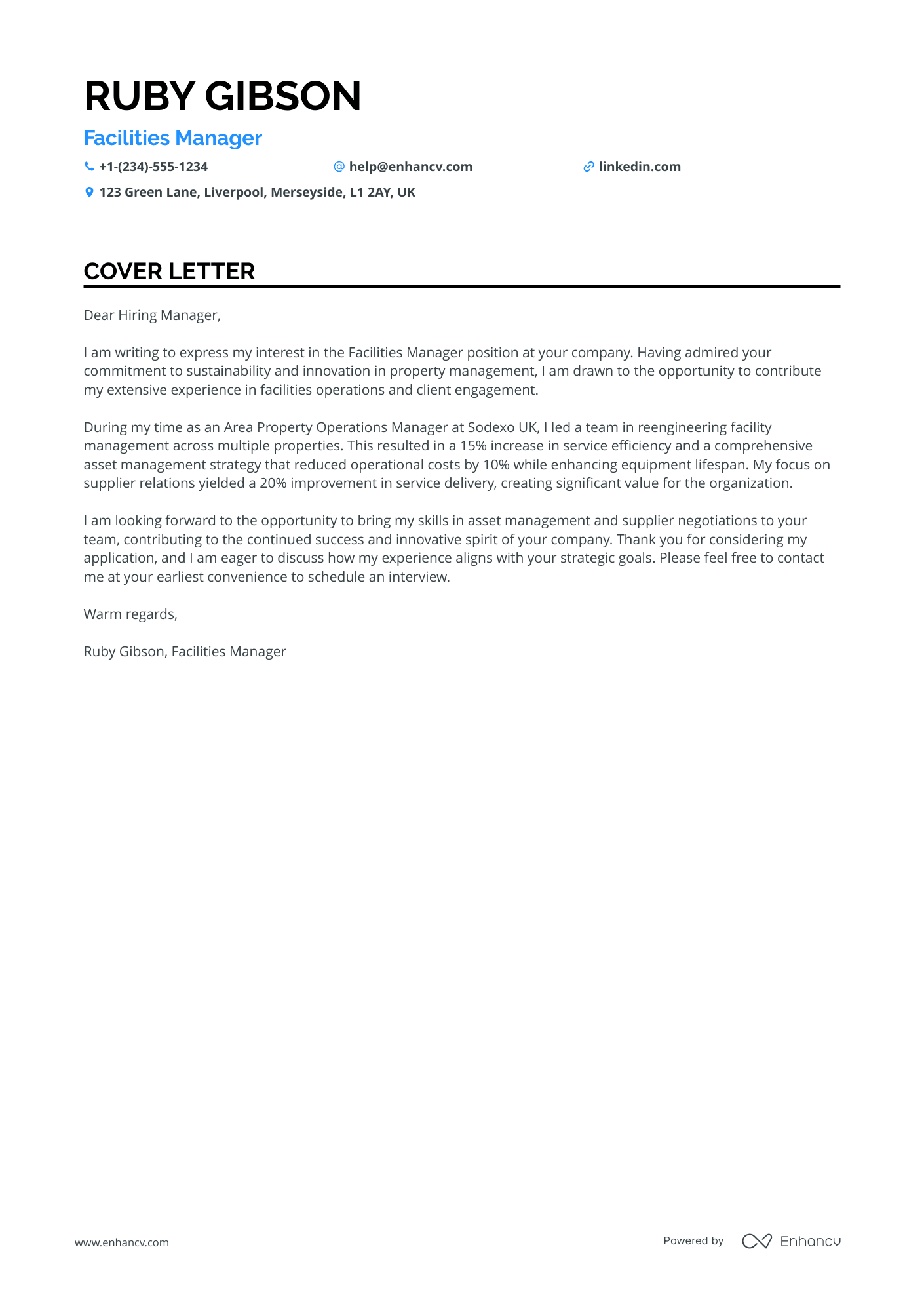 Property Operations Manager Resume Example