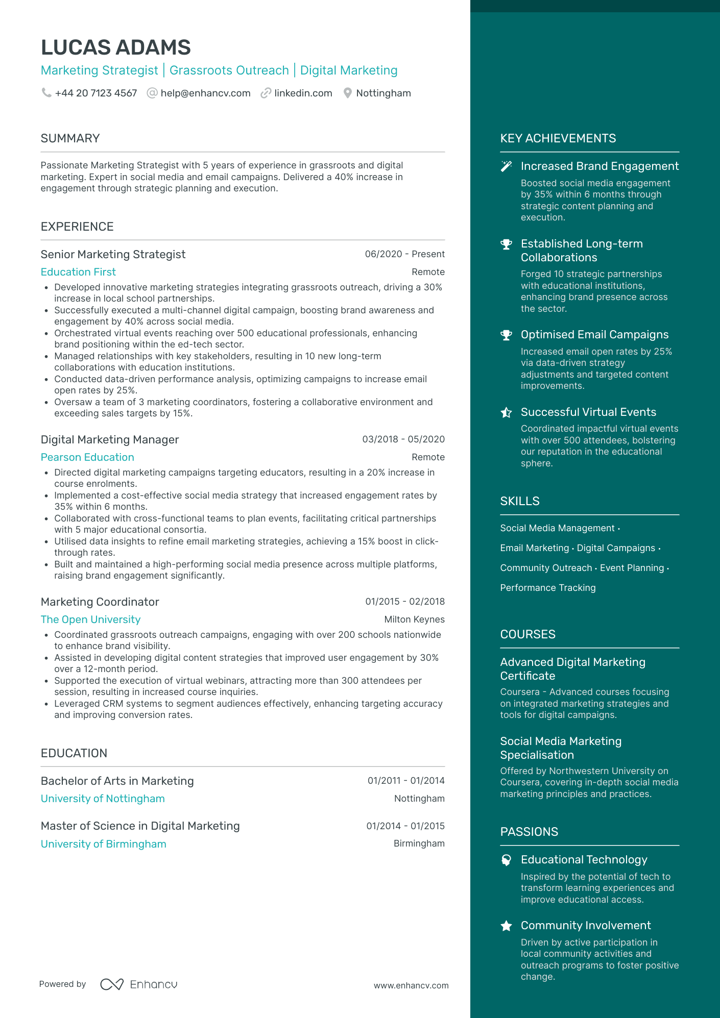 Senior Creative Marketing Strategist Resume Example
