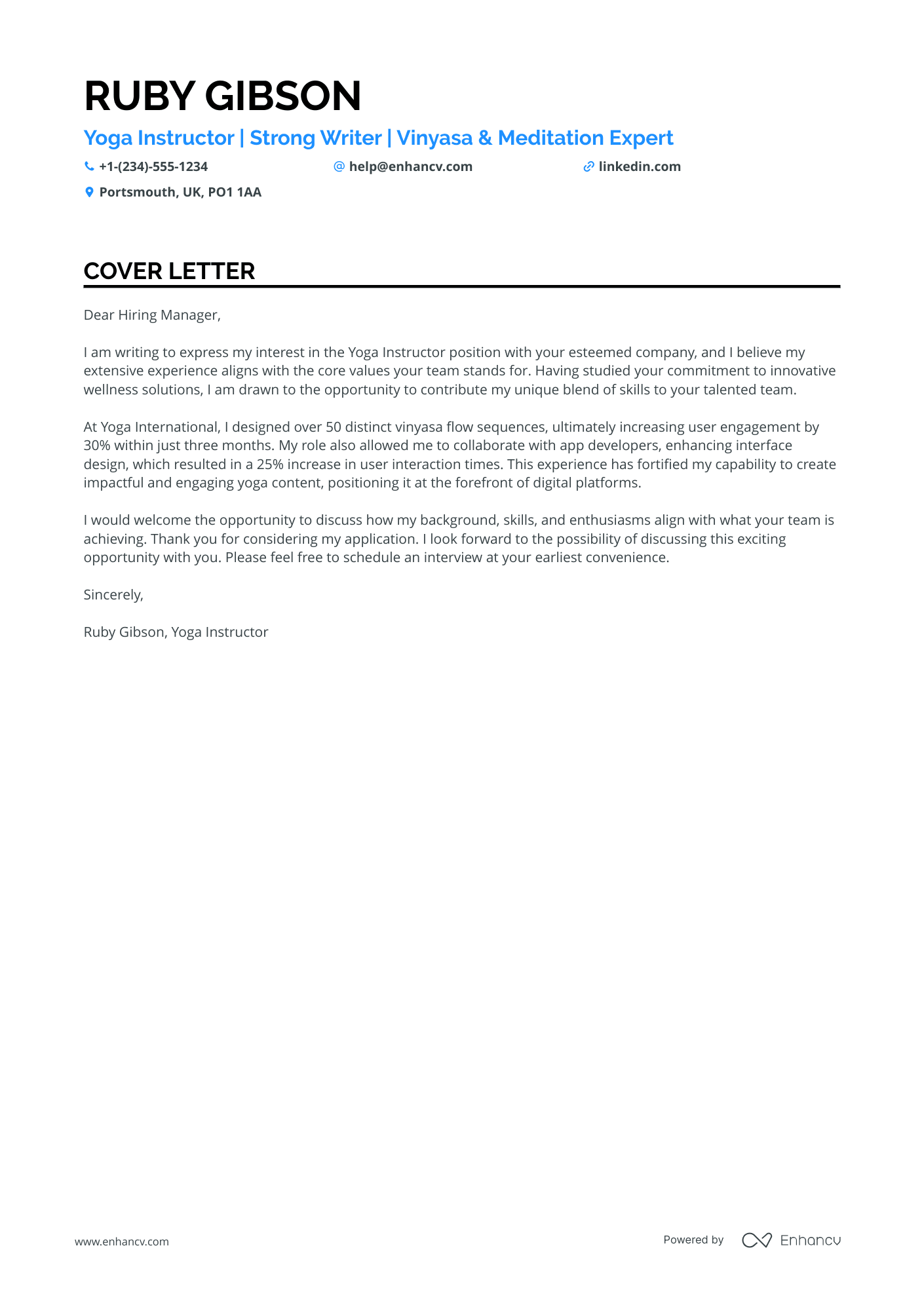Yoga Teacher for Mental Health Resume Example