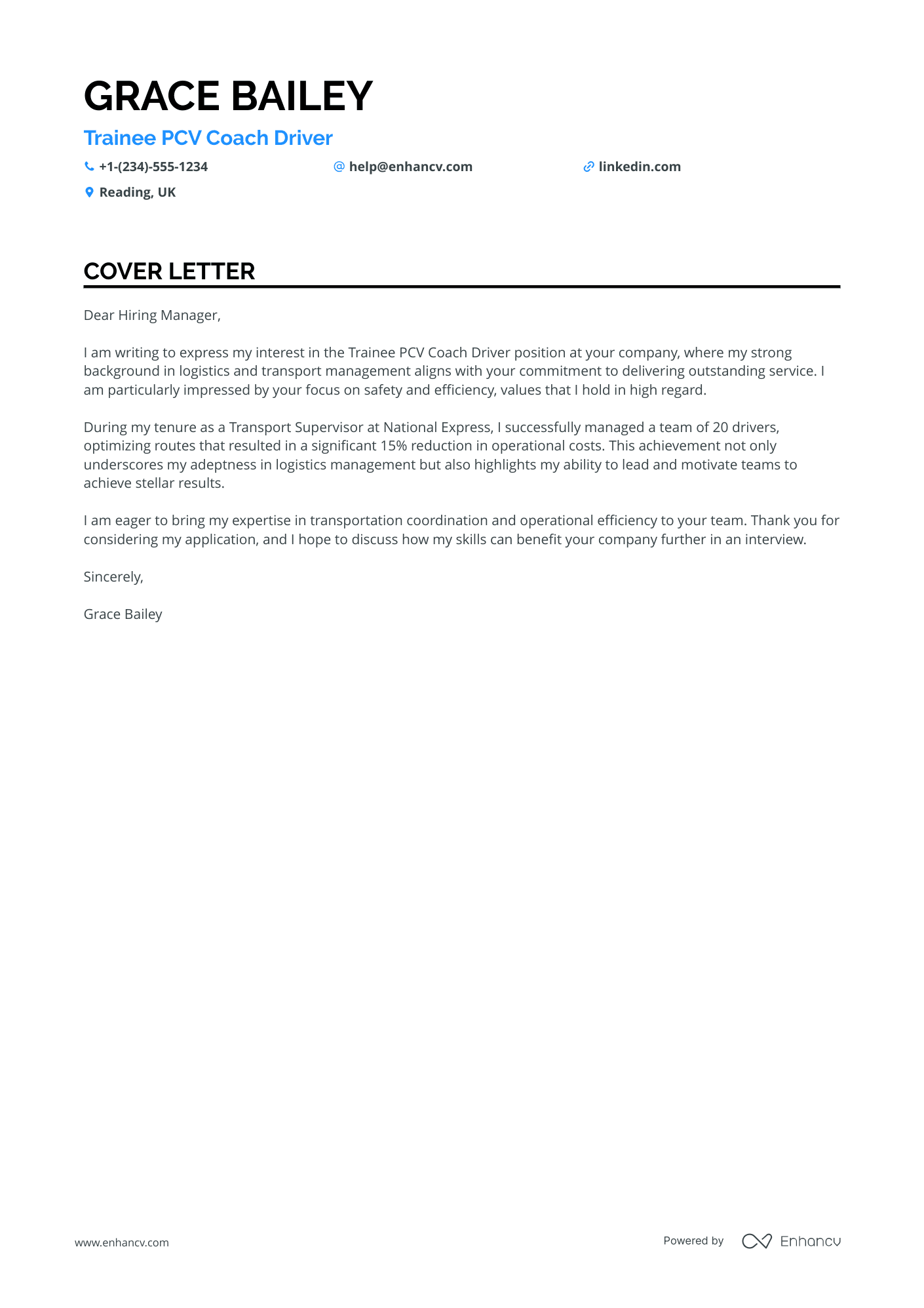 Coach Bus Driver Resume Example