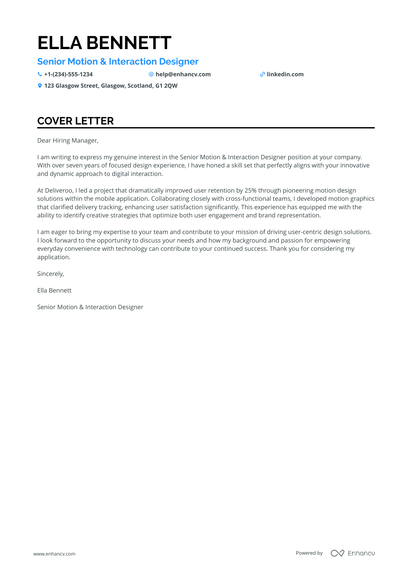 Senior UI Designer Resume Example