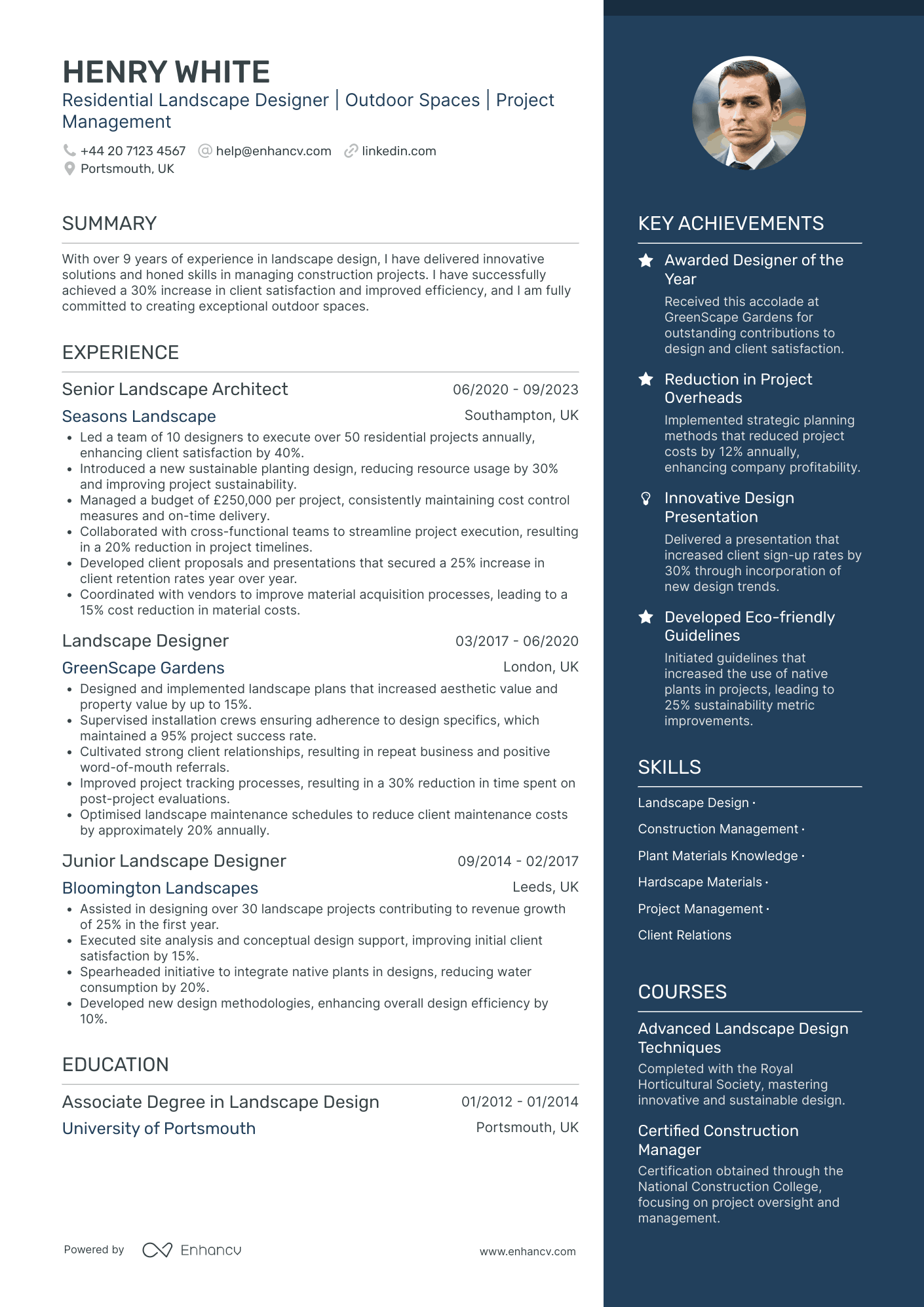 Residential Landscaping Specialist Resume Example