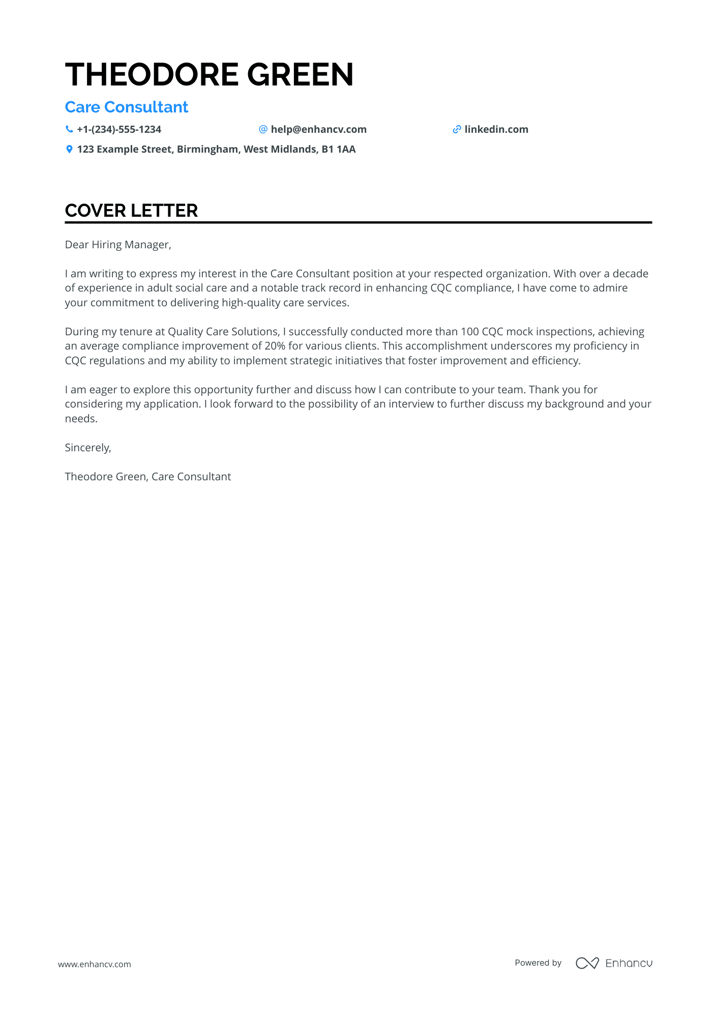 Adult Care Manager Resume Example
