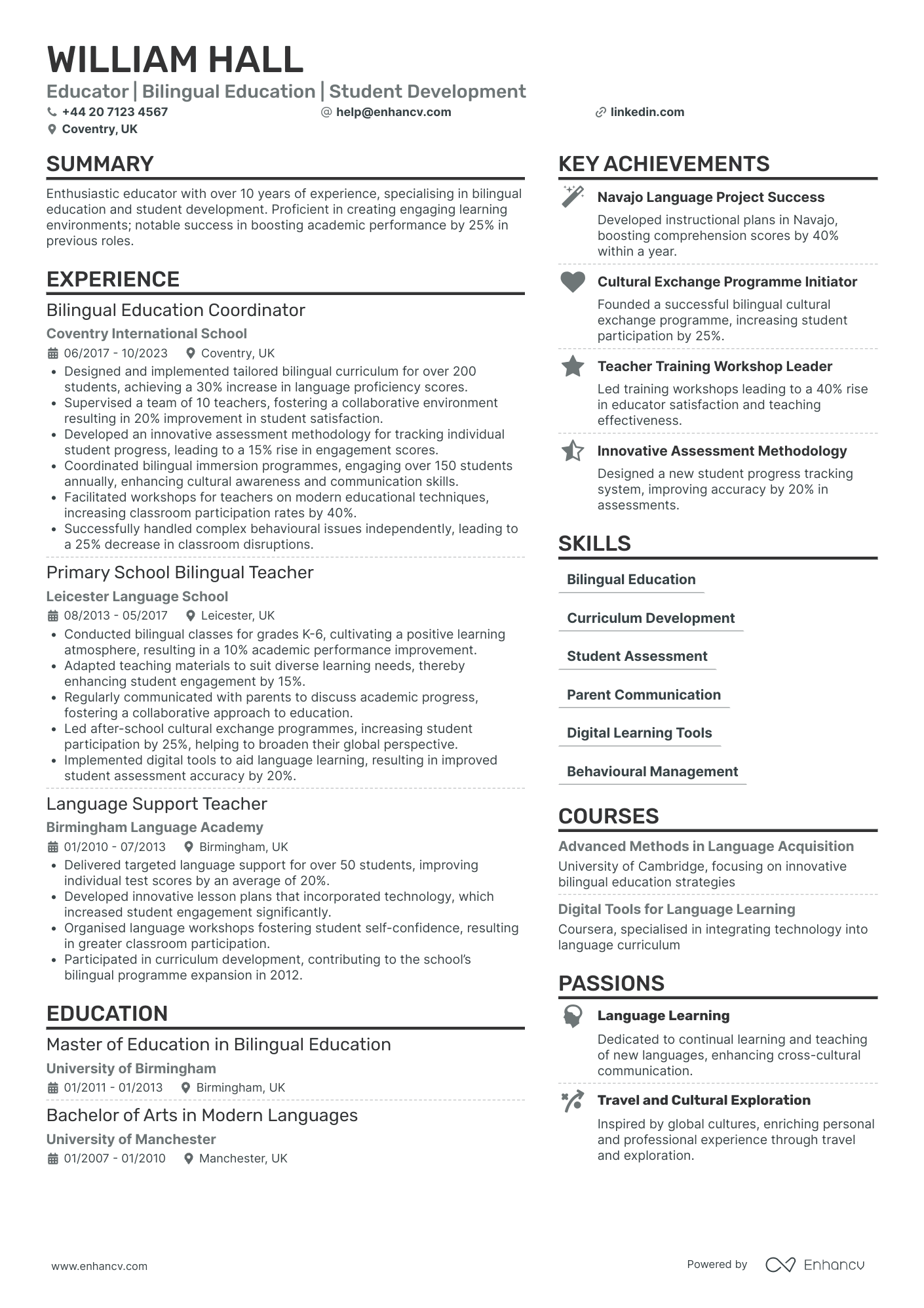 Preschool Teacher in Bilingual Education Resume Example