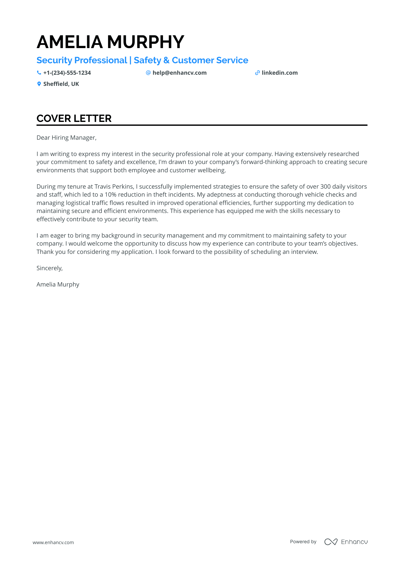 Experienced Security Guard Resume Example