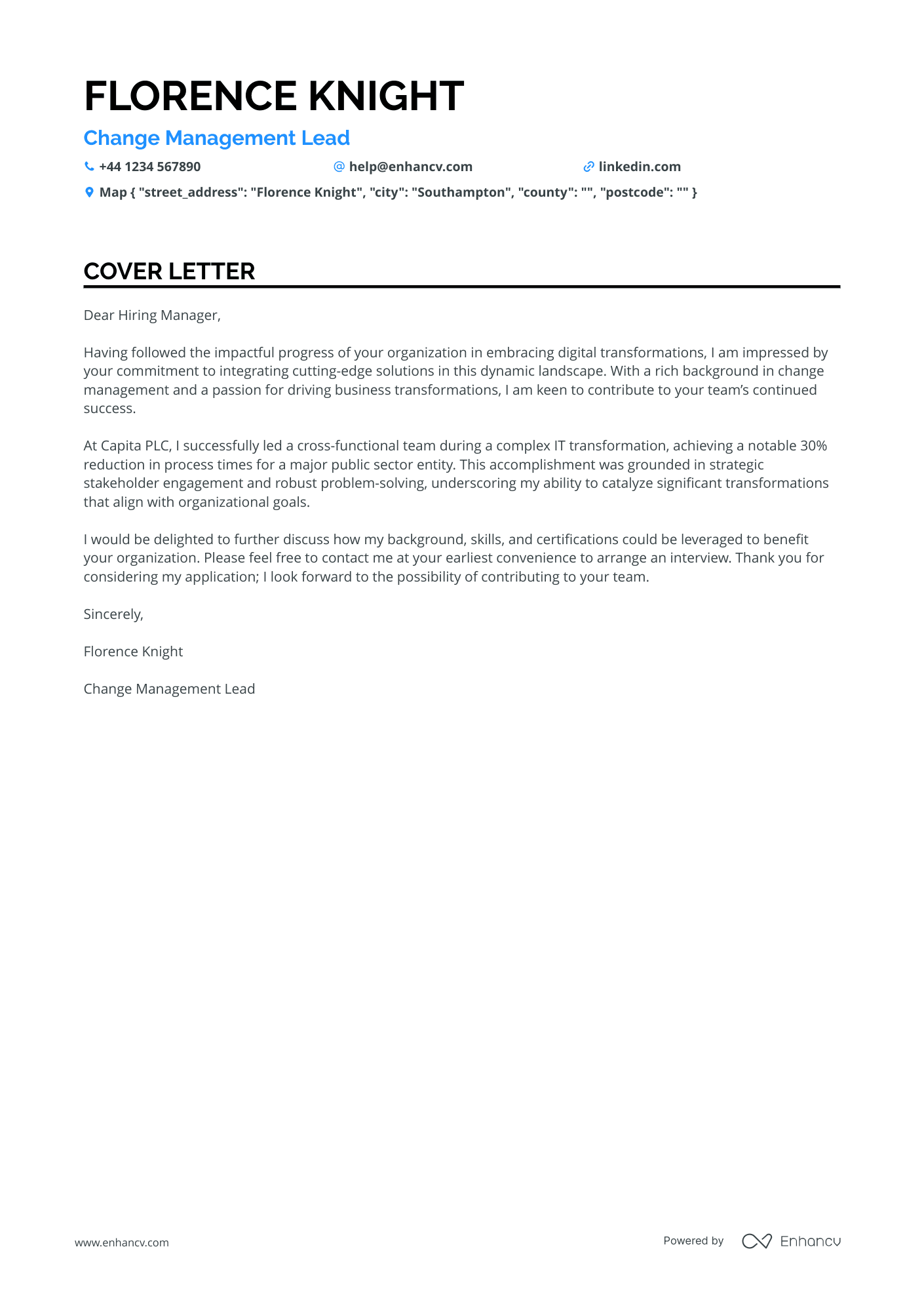Cover Letter Example