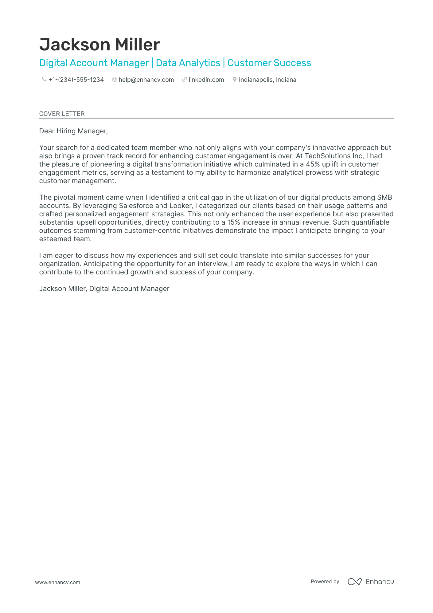 Digital Account Manager cover letter