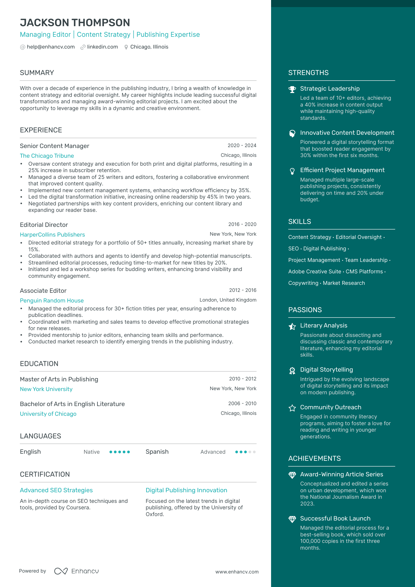 Editor resume example
