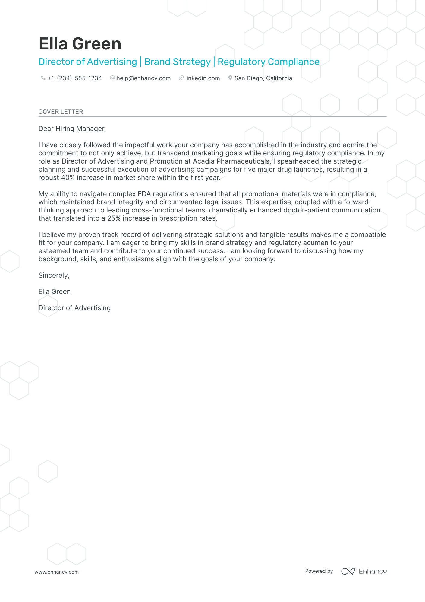 Advertising cover letter