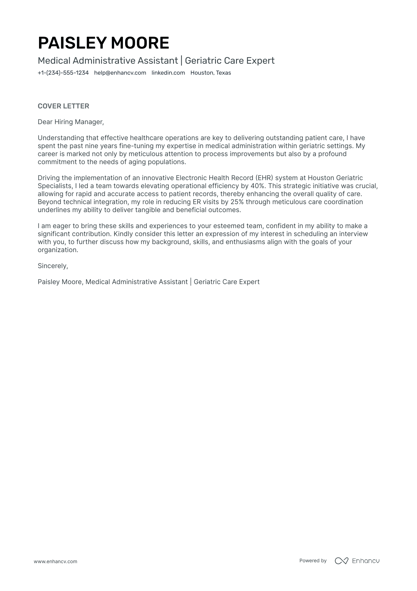 Medical Administrative Assistant cover letter