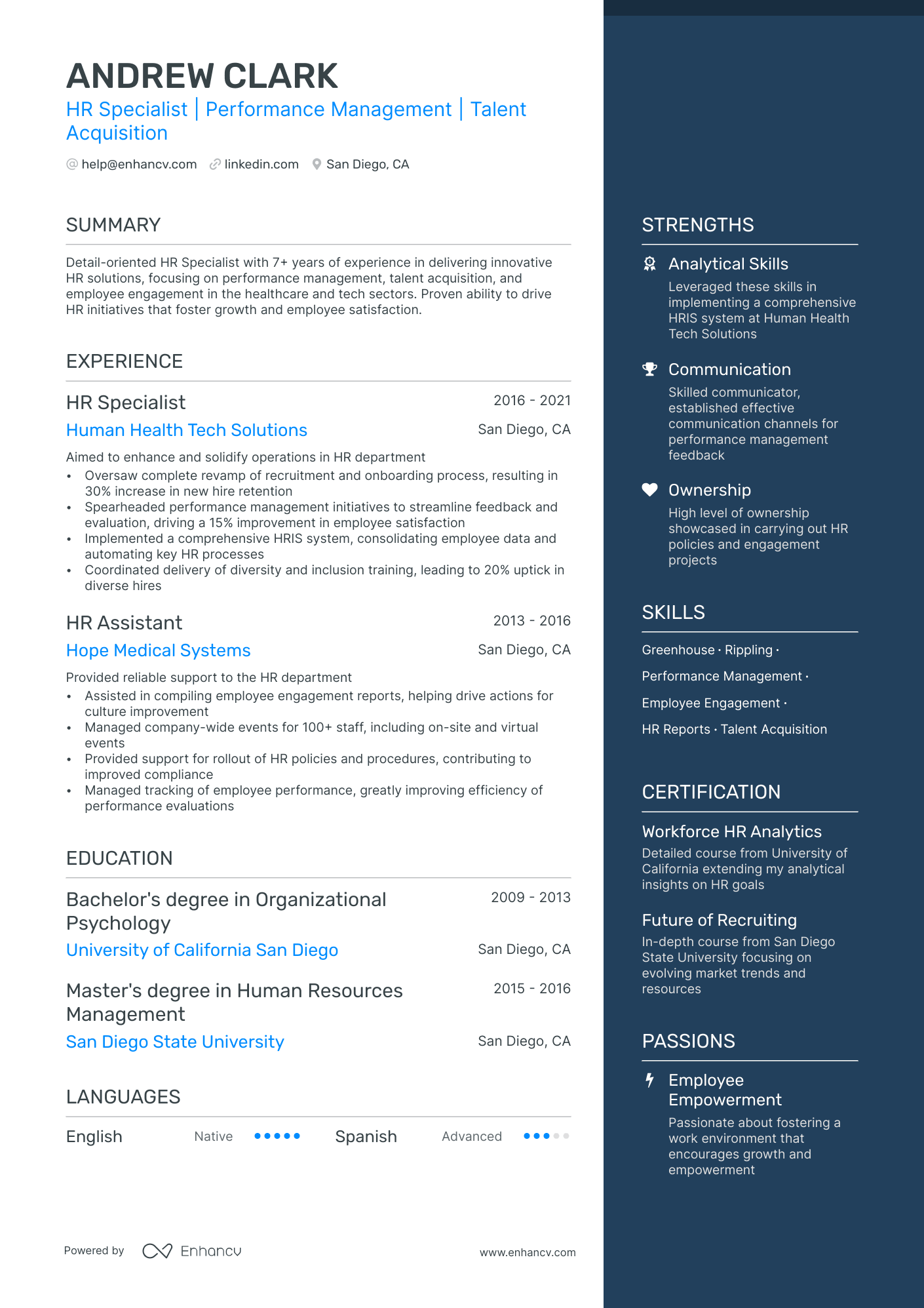 Human Resources Intern resume example