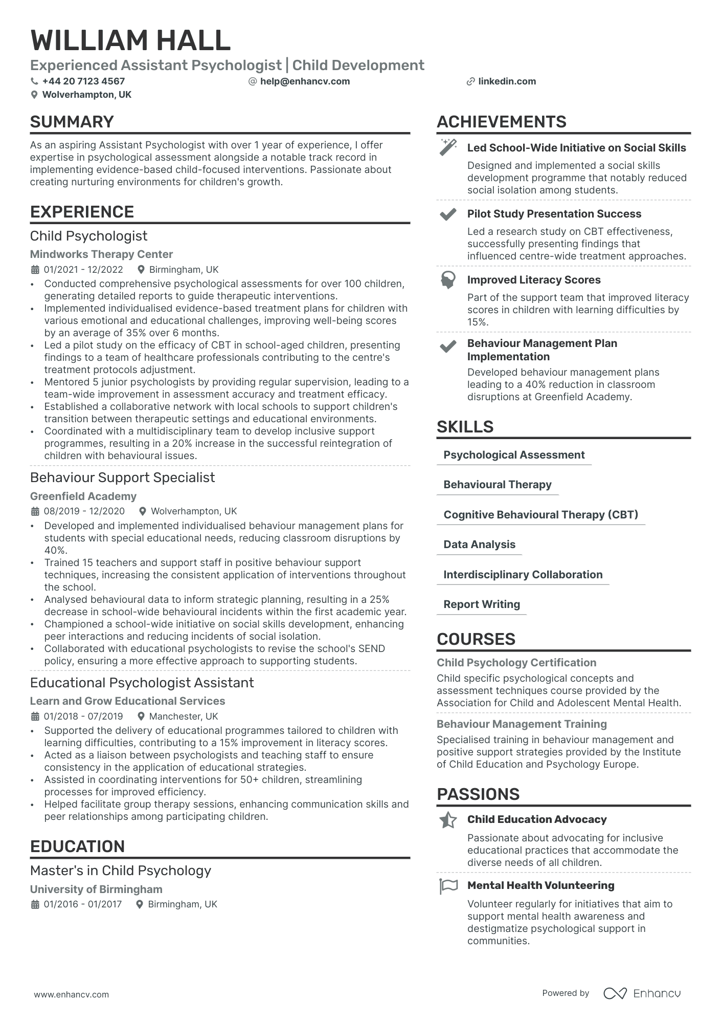 Psychologist CV