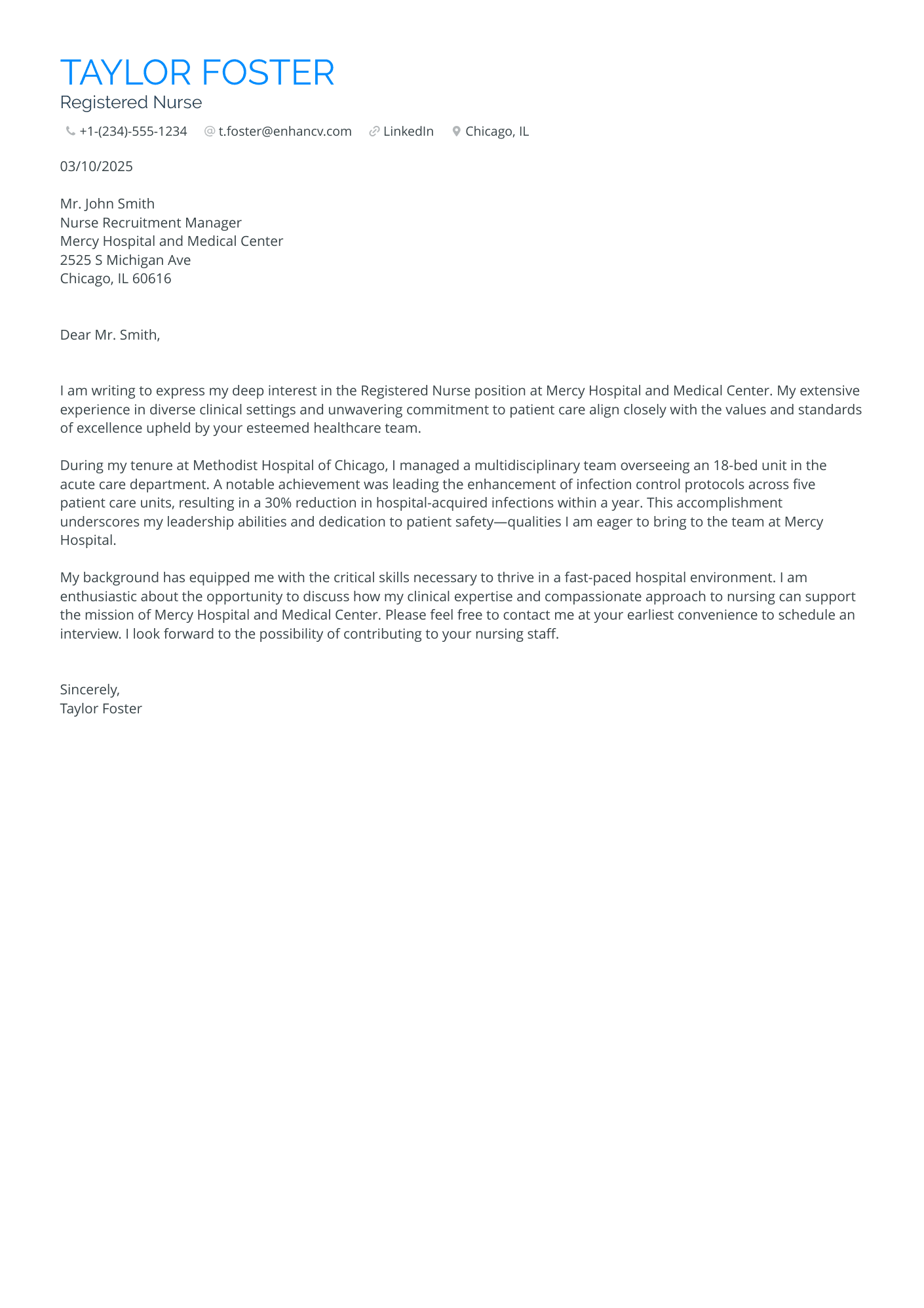 Nurse cover letter