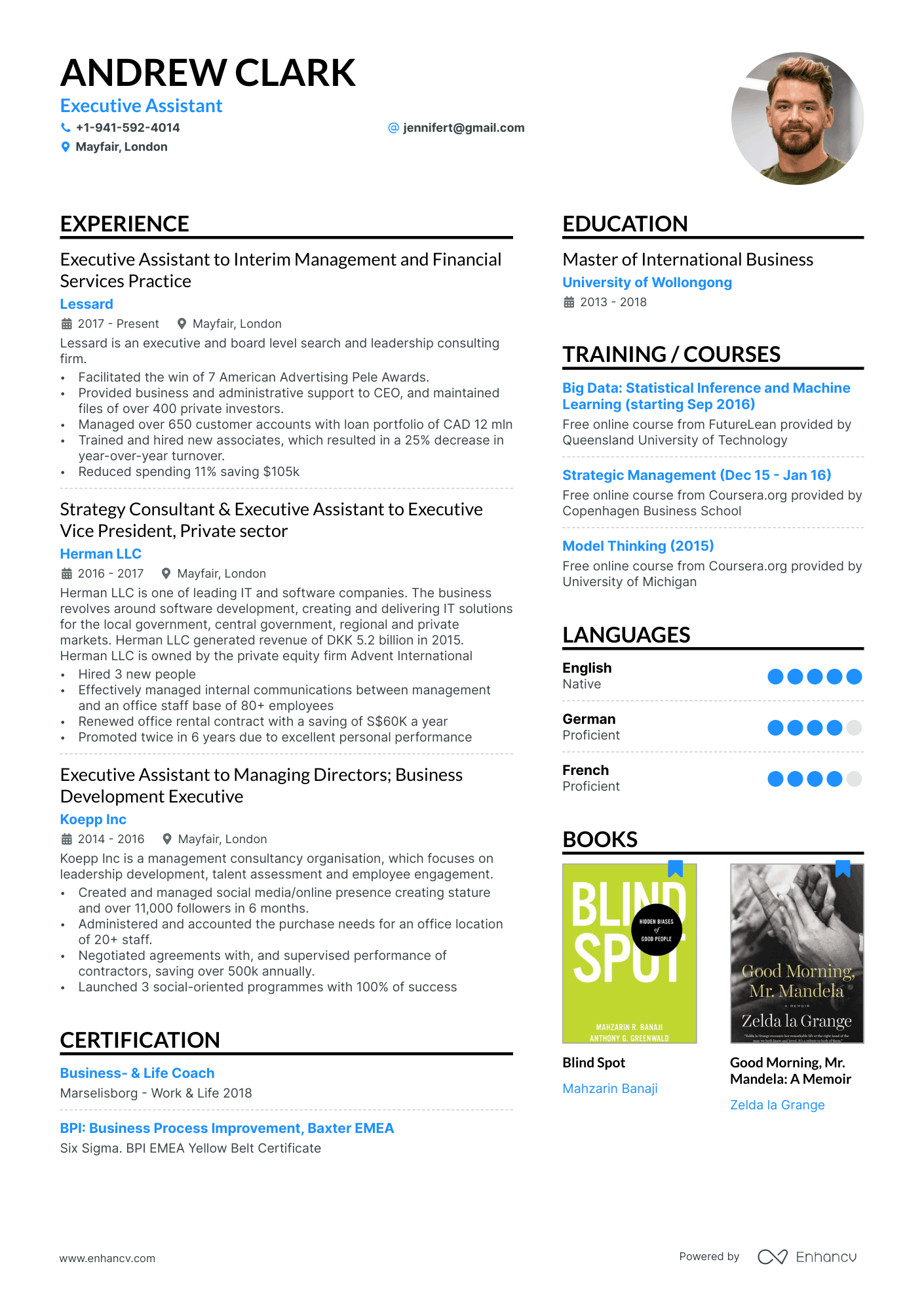 Executive Assistant resume example