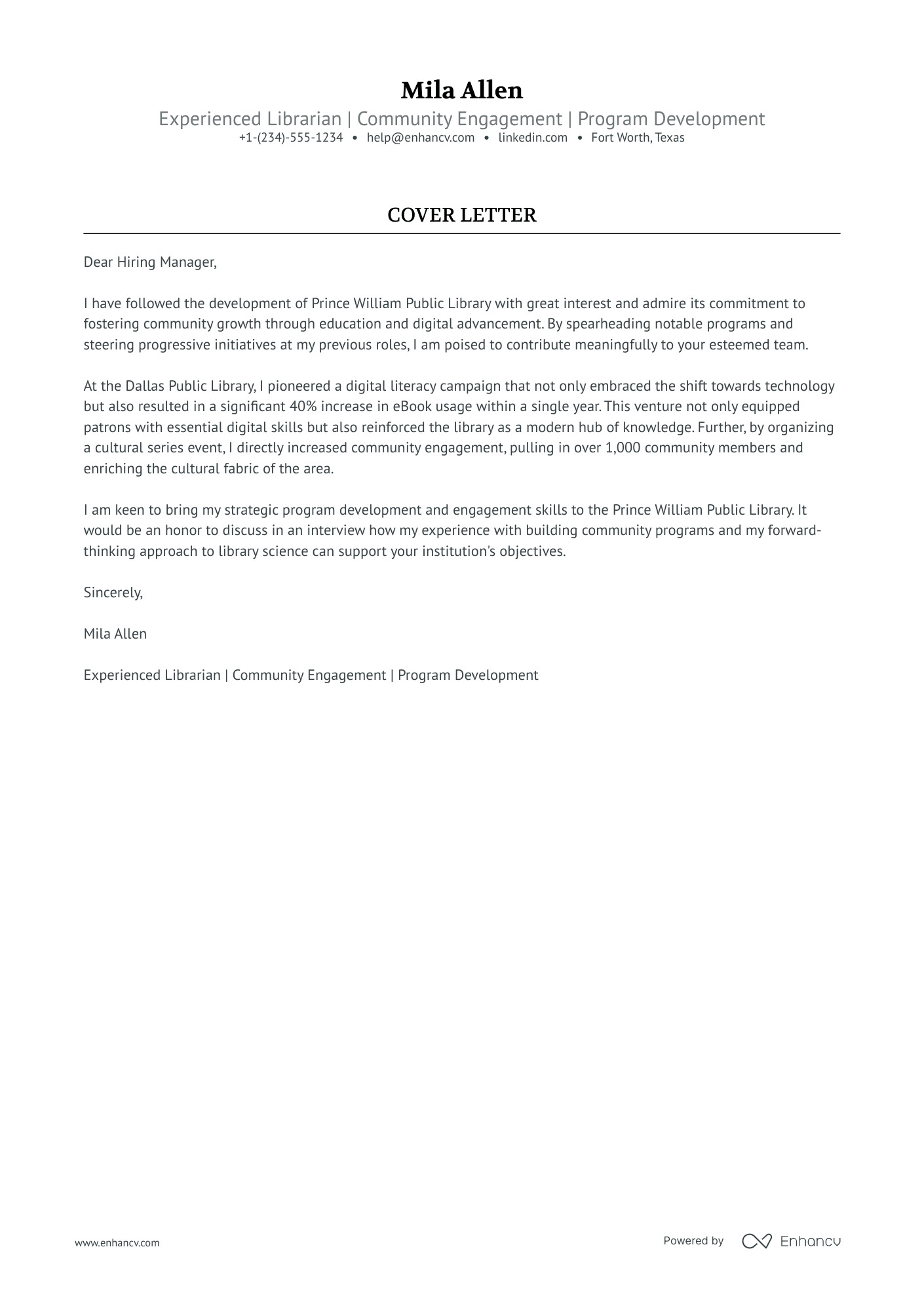 Librarian cover letter