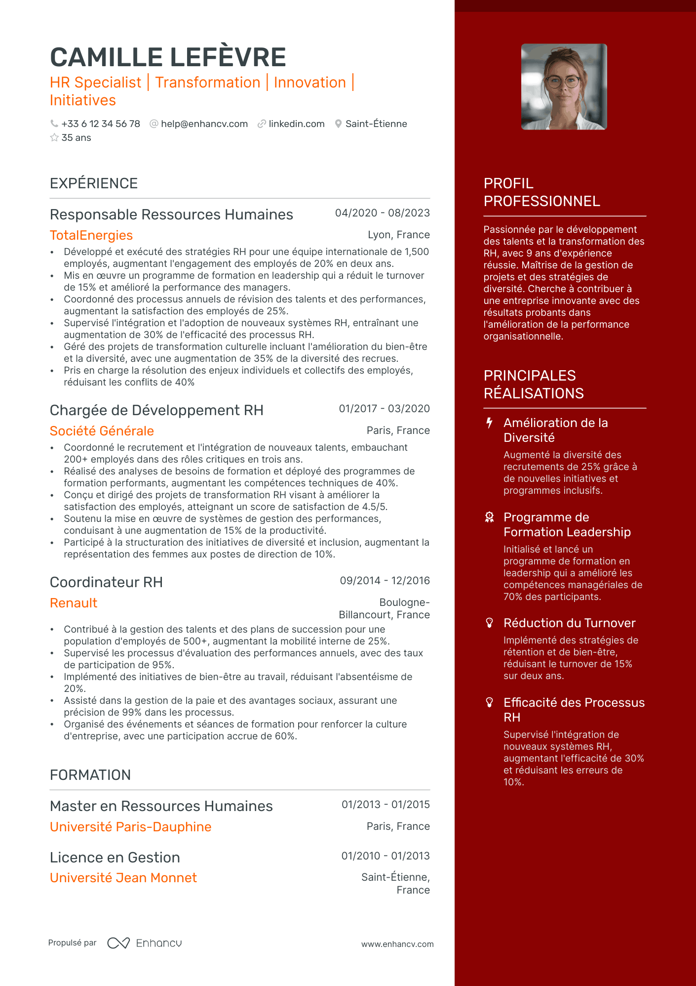 Chef de projet RH CV