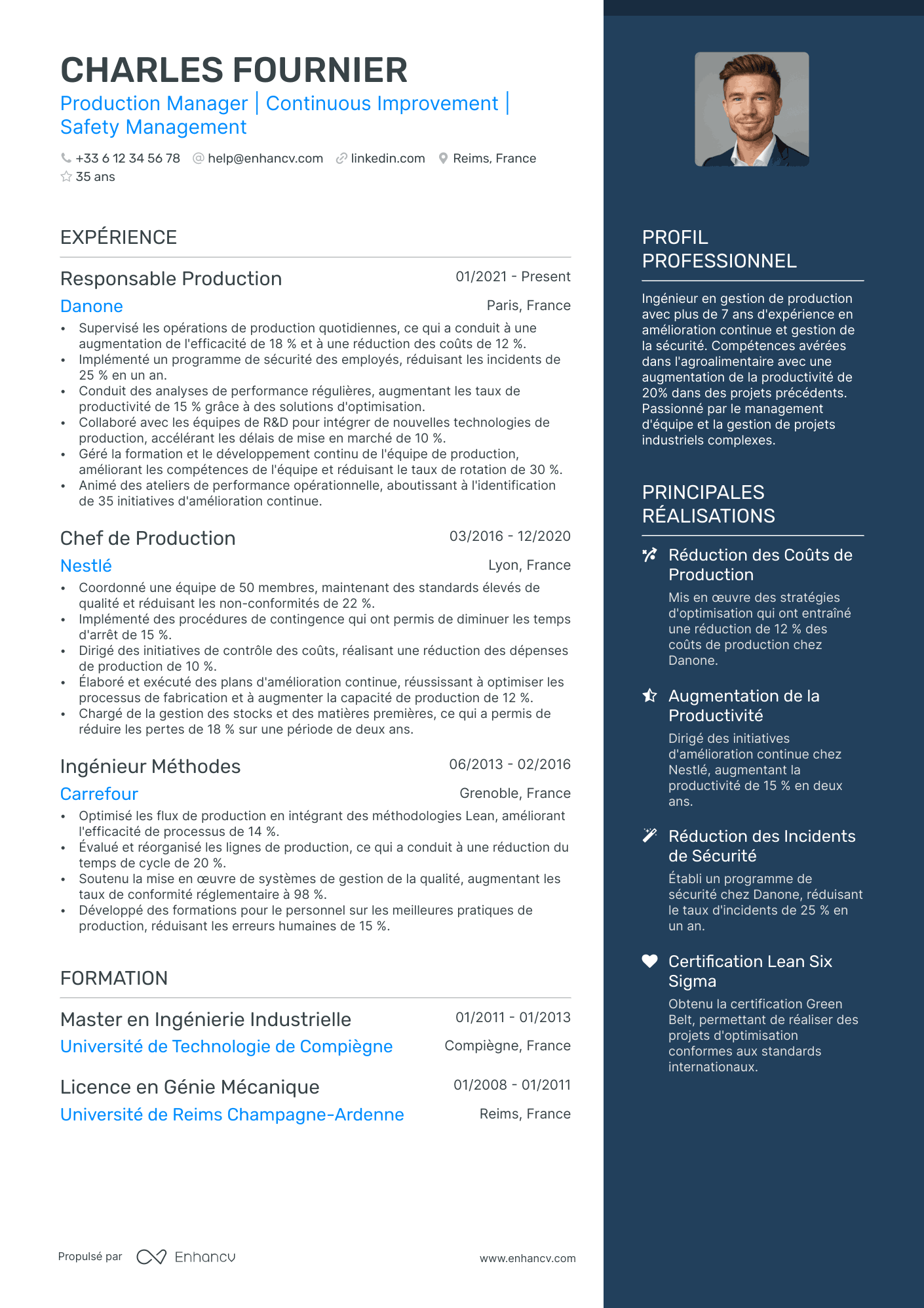 Manager de Production CV