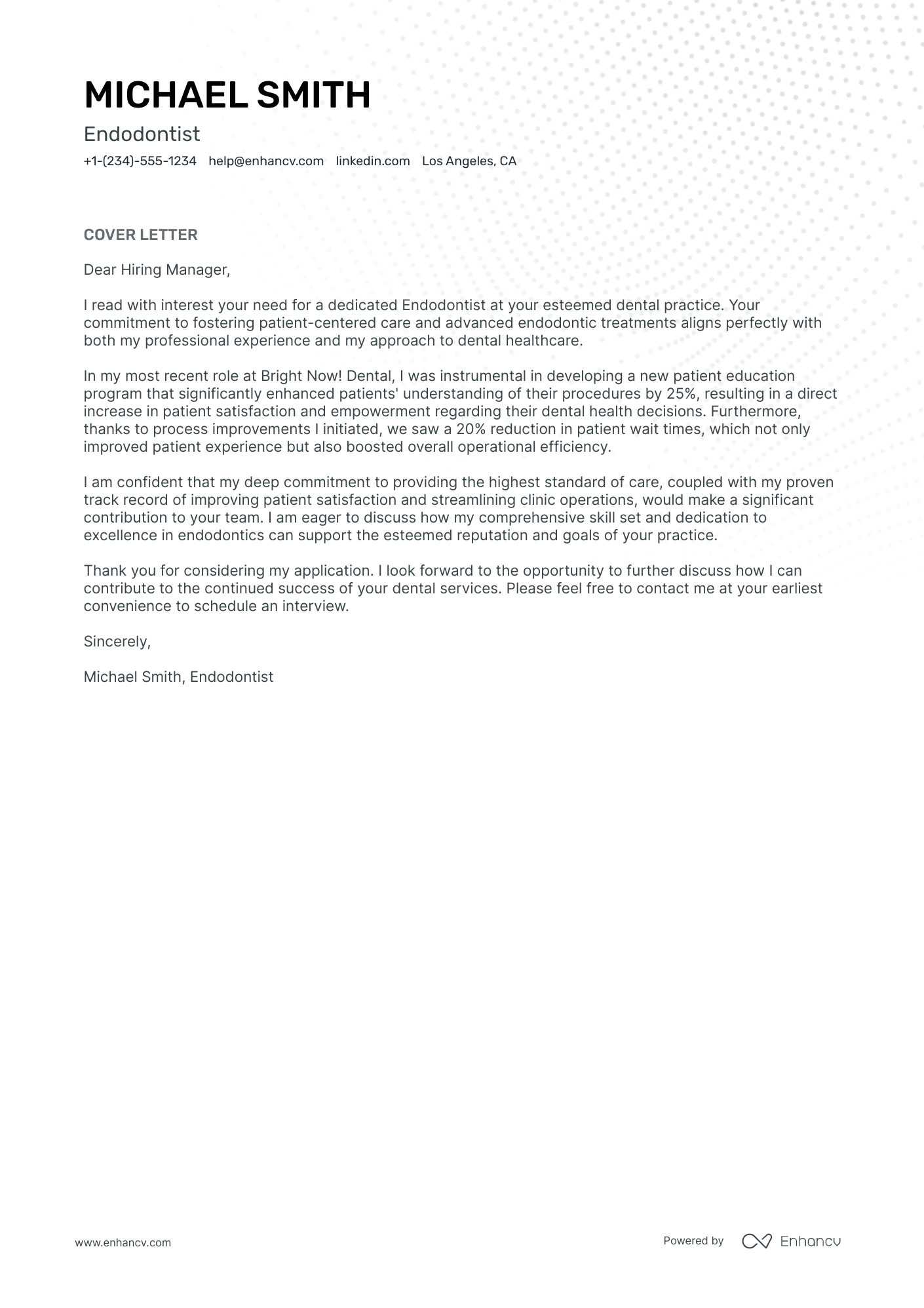 Dentist cover letter